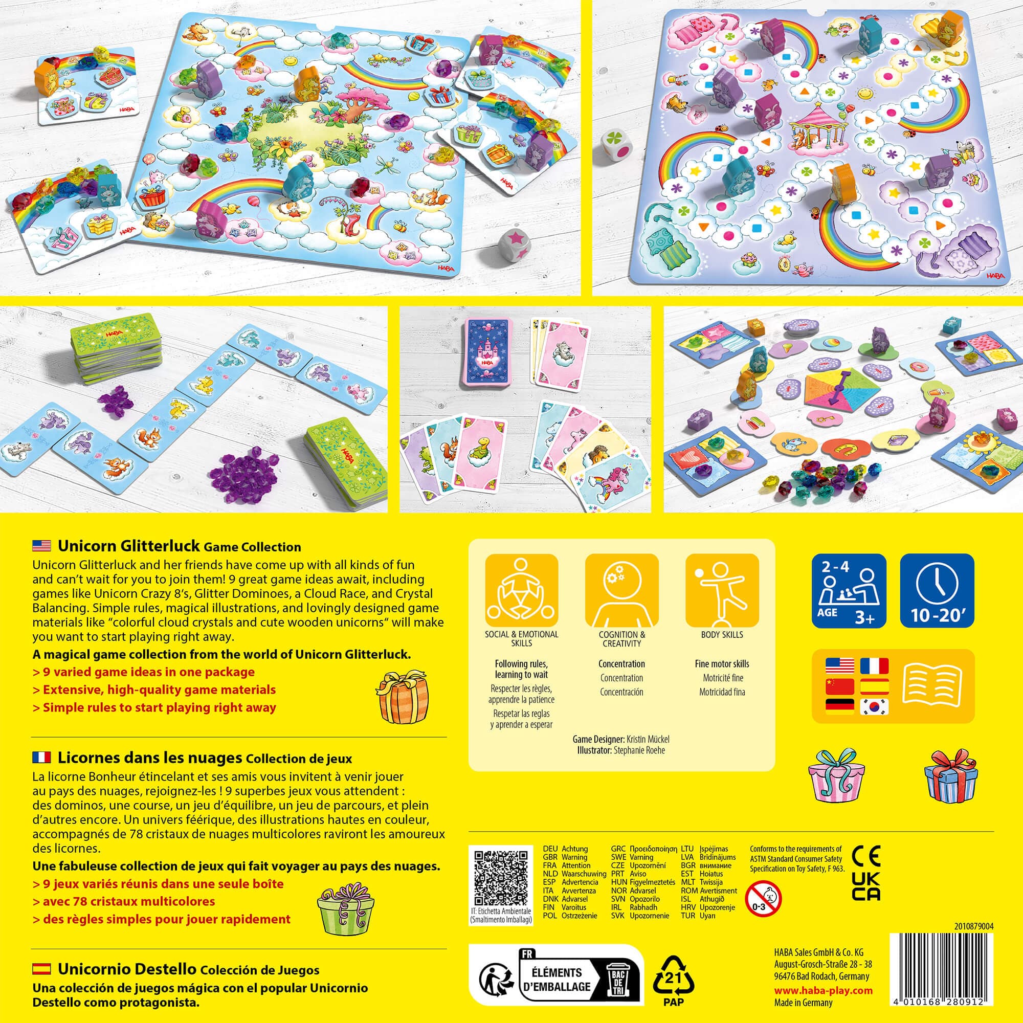 HABA Unicorn Glitterluck Game Collection with 9 Games