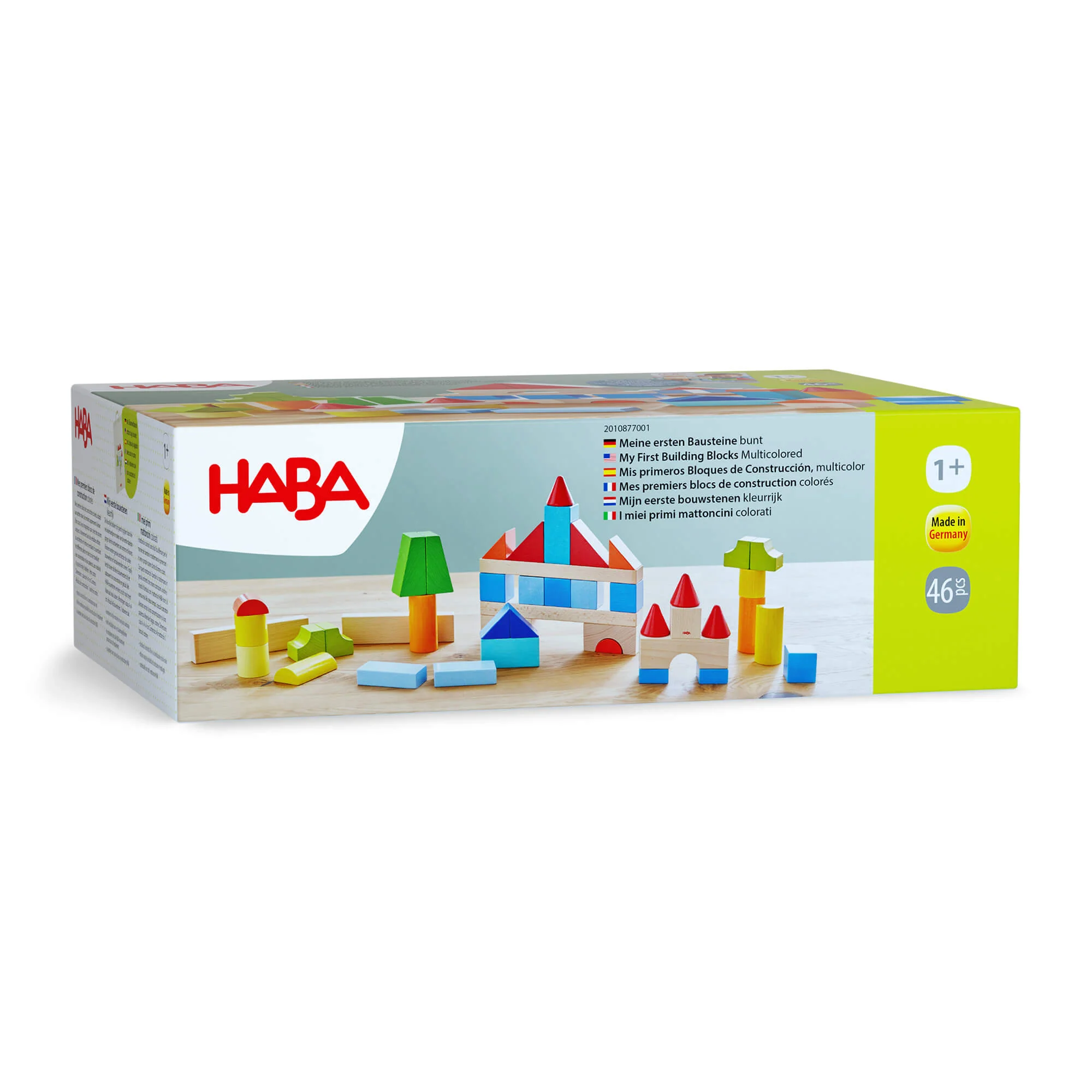 Colored Wooden Building Blocks, 46 Piece Set for Ages 1 and Up