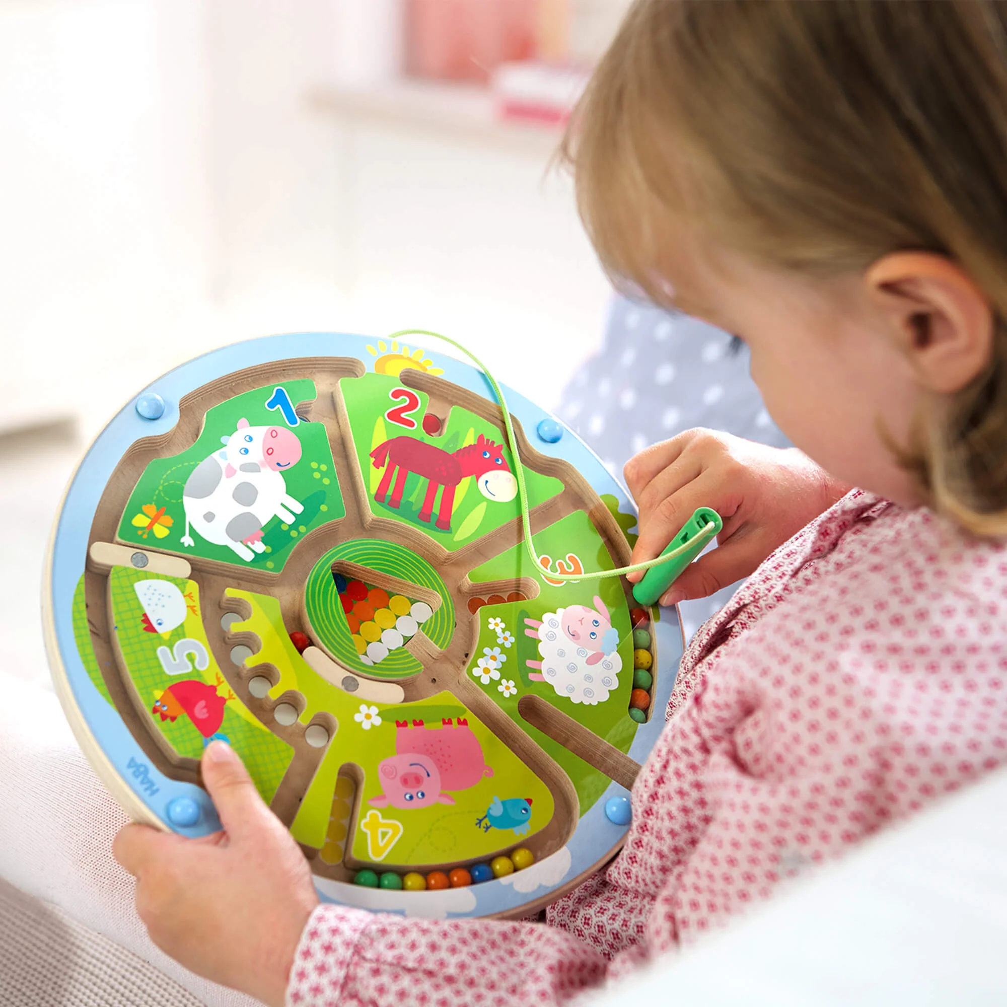 Number Maze Magnetic Game for Toddlers with Tethered Wand