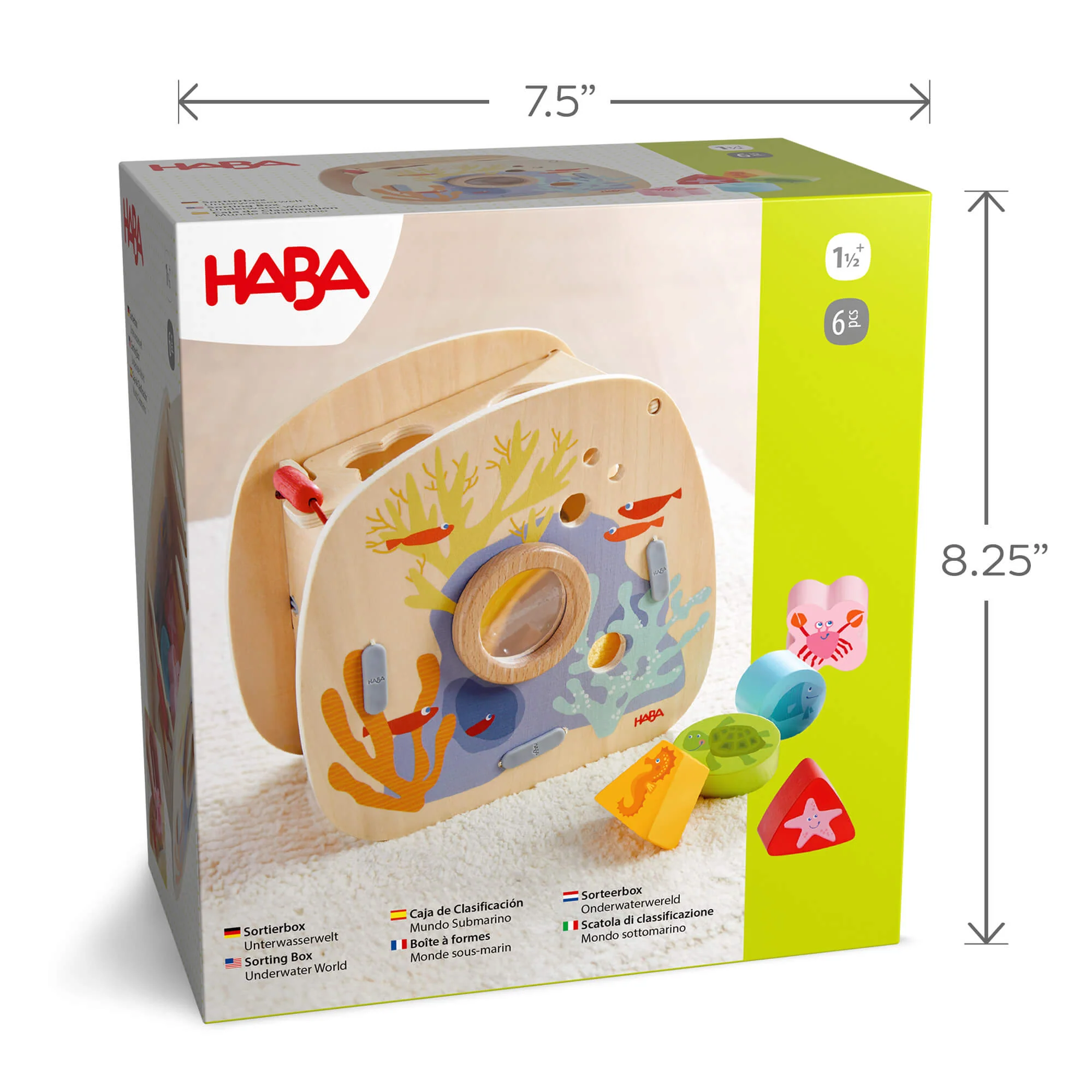 Underwater World Wooden Shape Sorter with Five Sea Creature Blocks