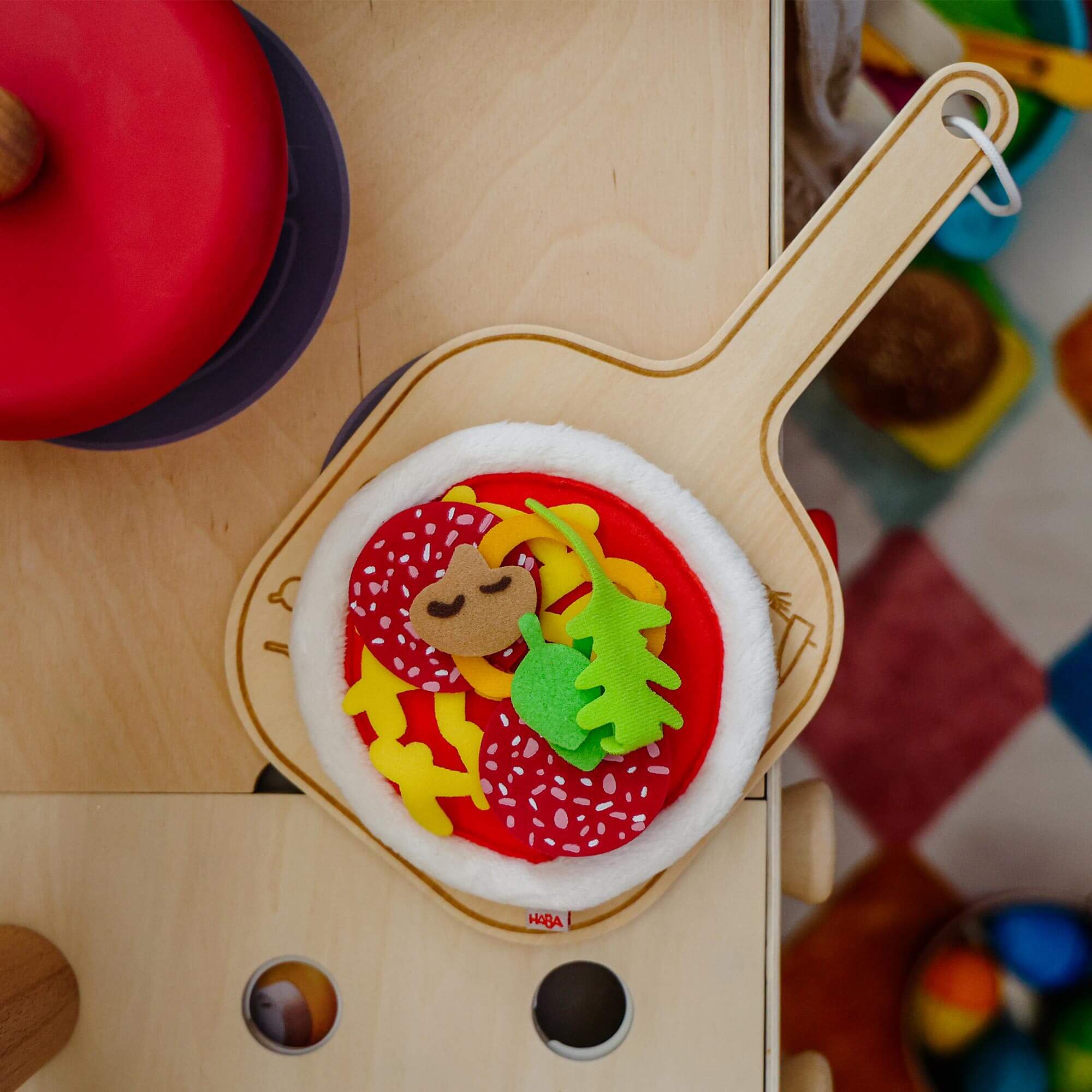 Creative Play Pizza Party 木制披萨铲玩具食物套装