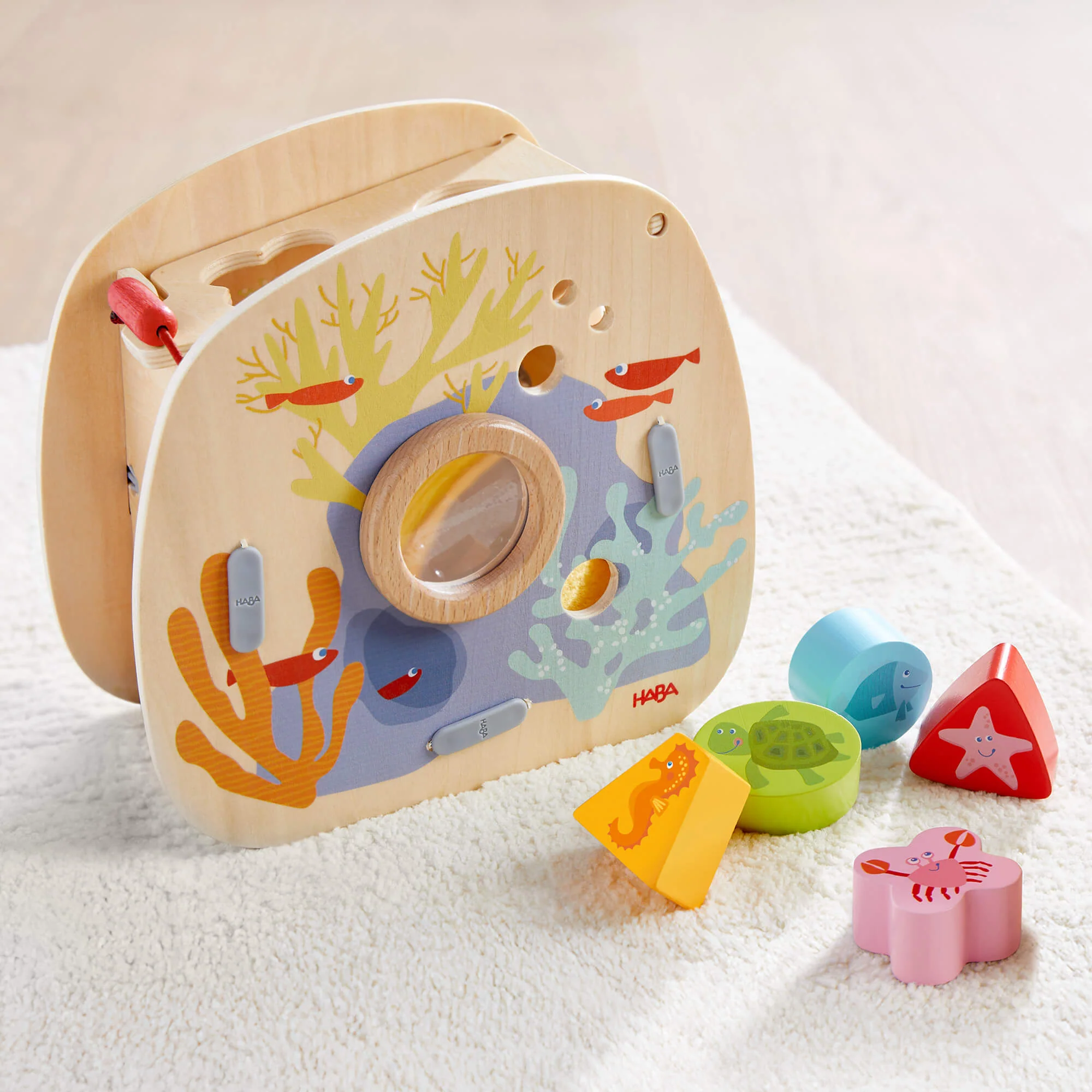 Underwater World Wooden Shape Sorter with Five Sea Creature Blocks