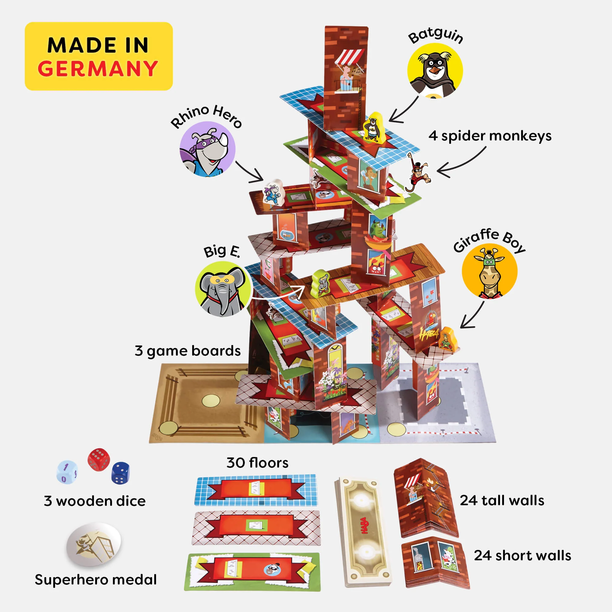 Rhino Hero Super Battle 3D Stacking Game for 2-4 Players