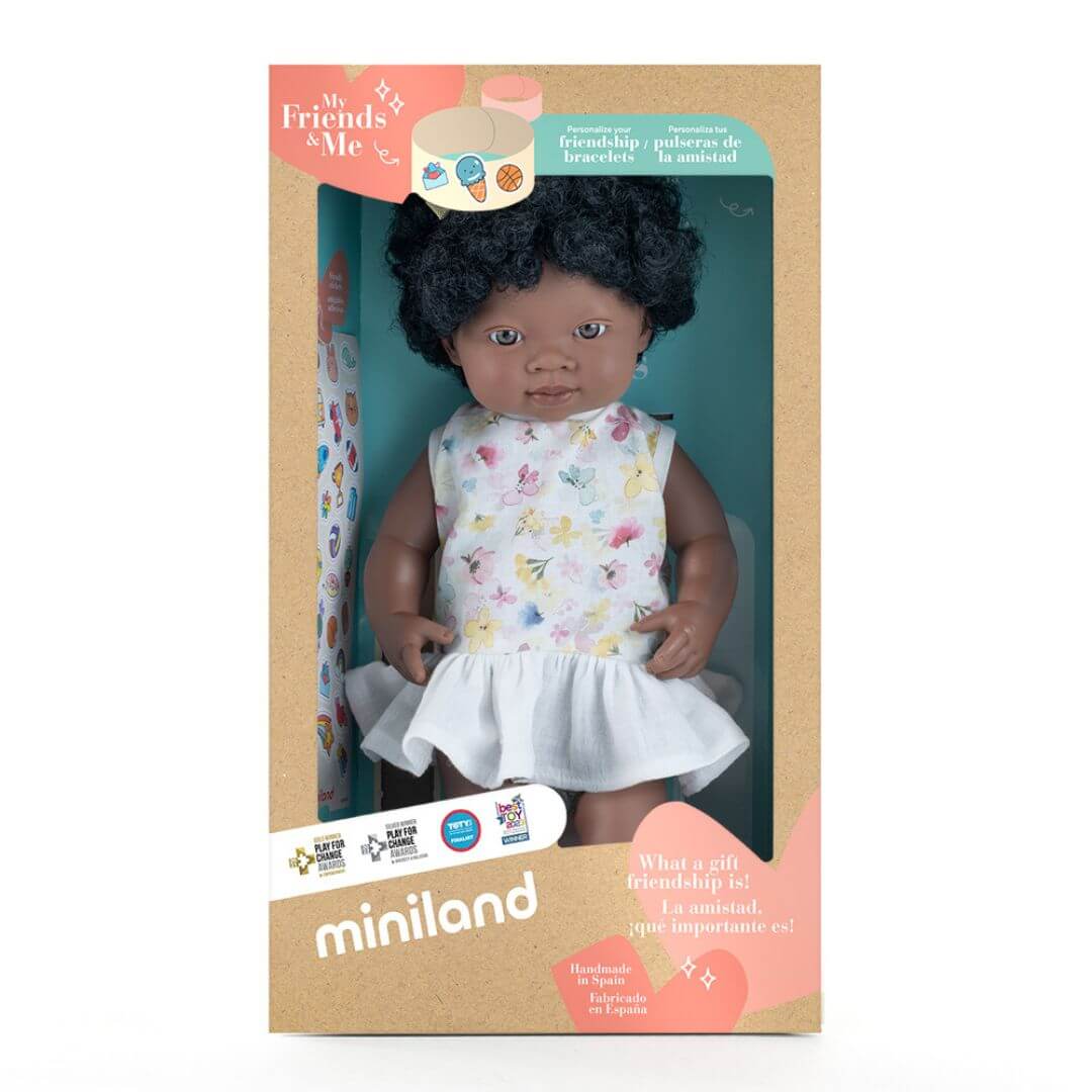 Miniland My Friends & Me 15" Black Girl Doll for Empathy and Play