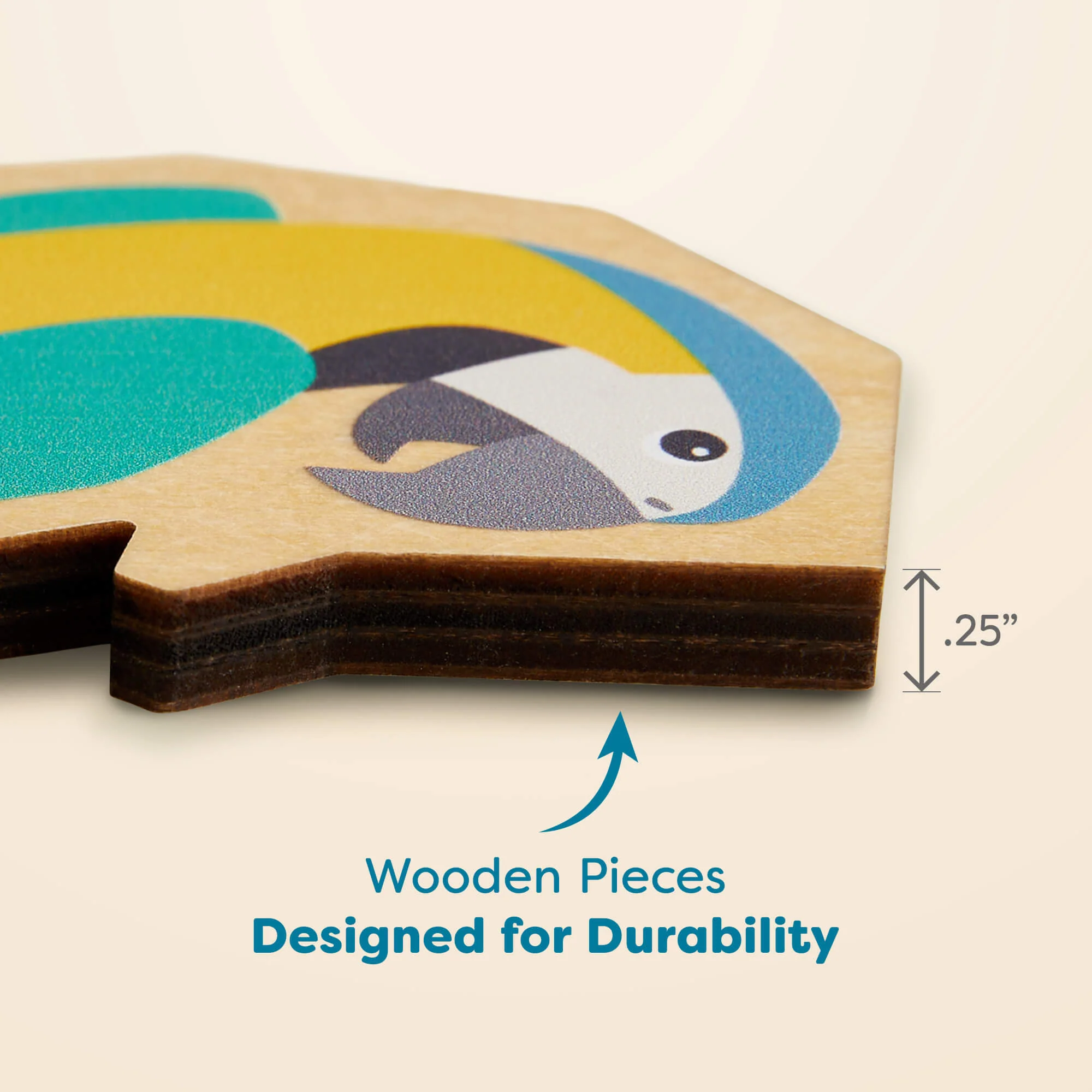 Parrot 2-in-1 Wooden Puzzle with 21 Double-Sided Pieces