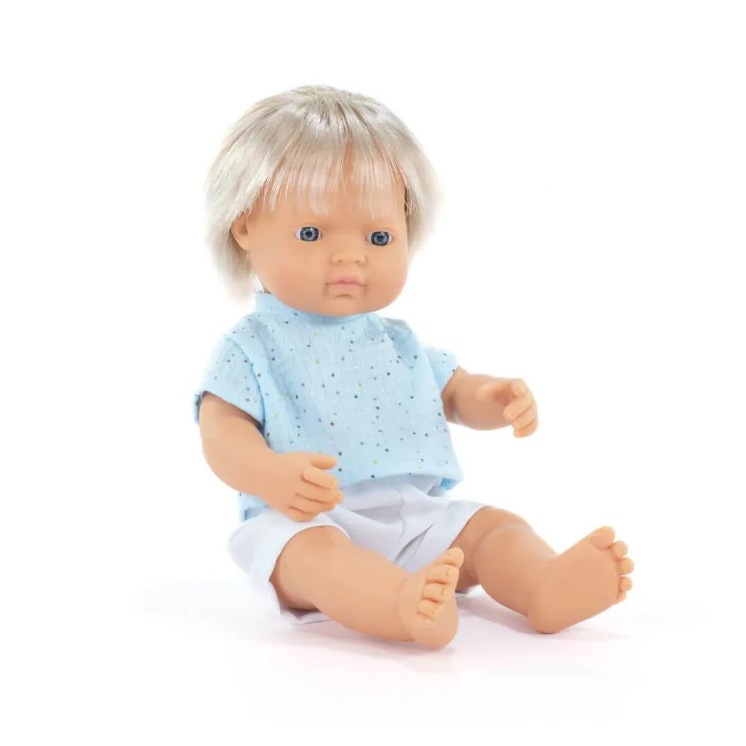 Miniland 15" Blonde Boy Doll with Anatomically Correct Design
