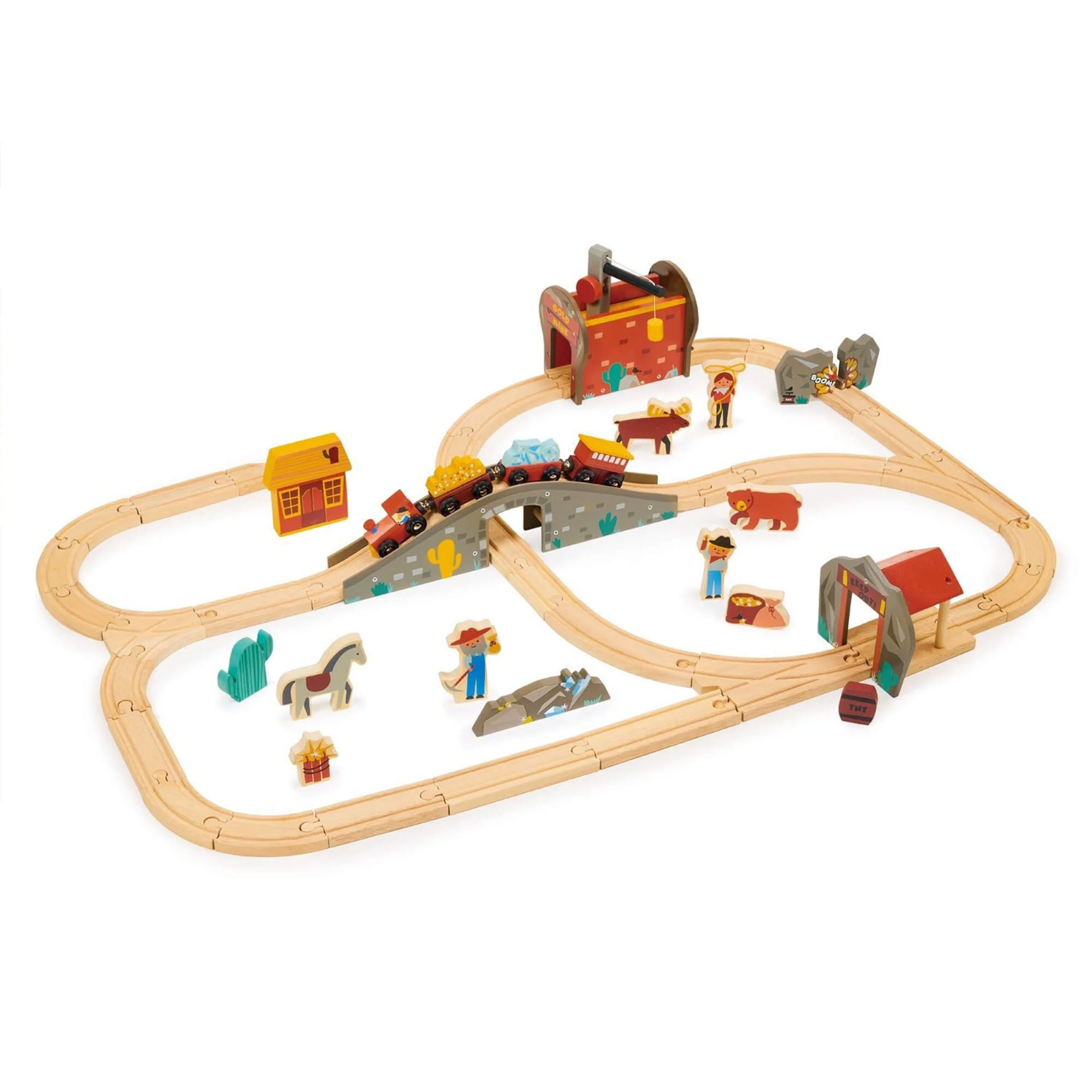 Mentari Gold Mine Wooden Train Track Set for Adventure Play