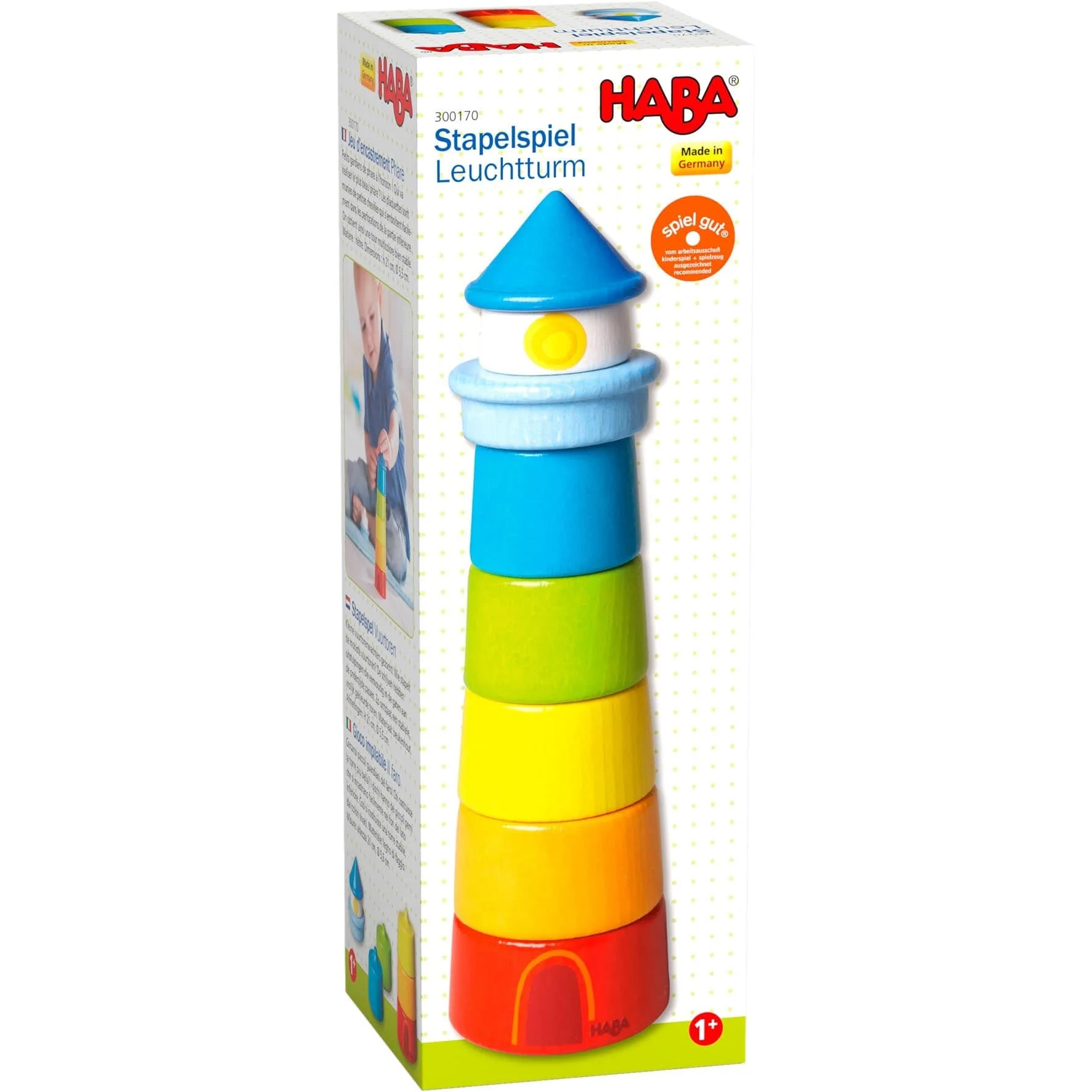HABA 灯塔叠叠乐木制彩虹堆叠玩具