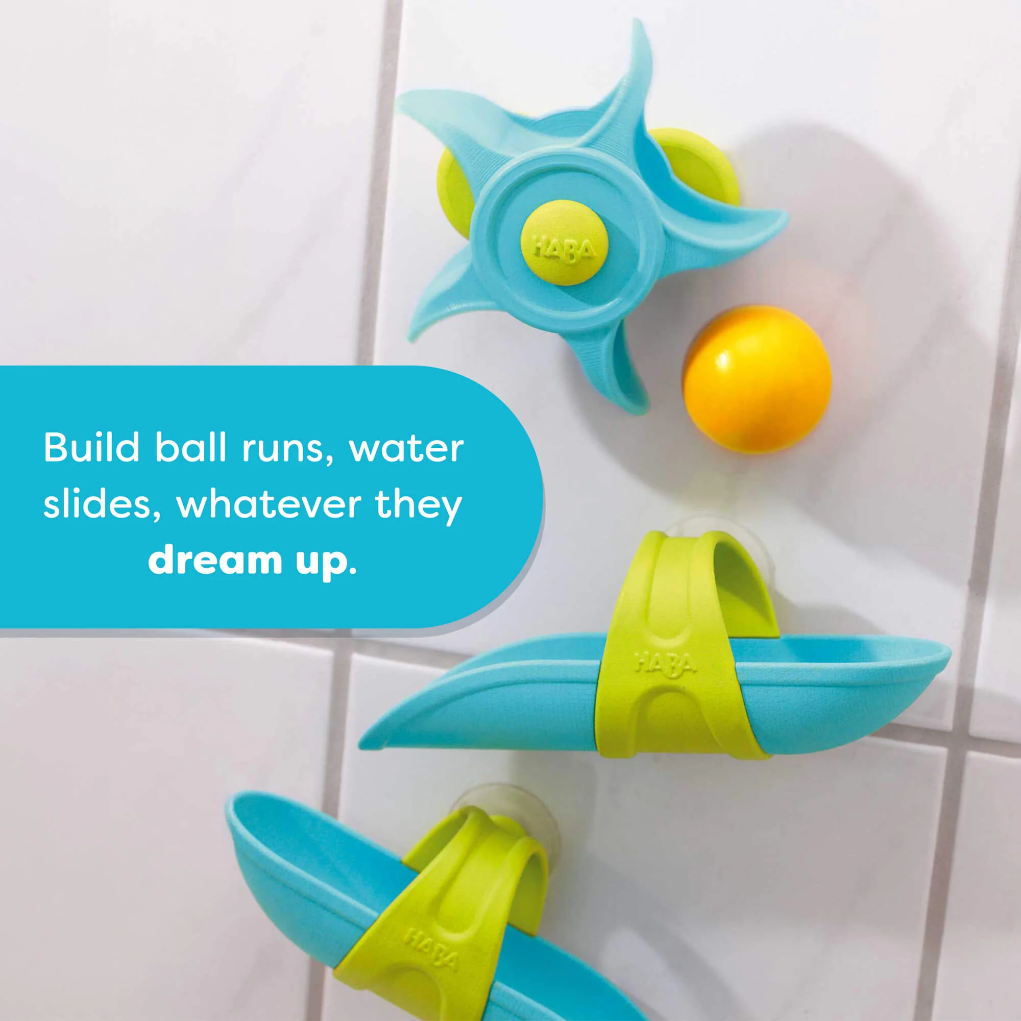 HABA Bathtub Ball Track Set with Paddle Wheel and Ladle