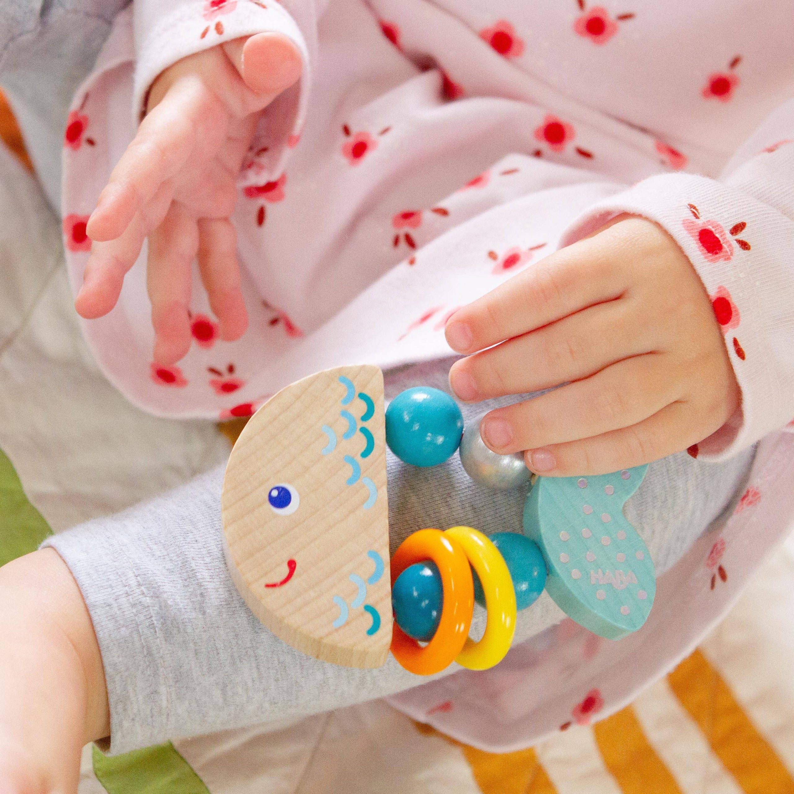 Rattlefish Wooden Baby Rattle Clutching Toy from Germany
