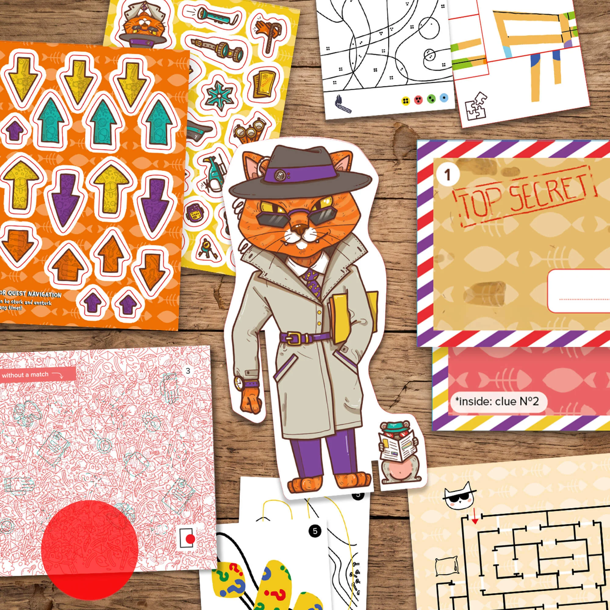 Secret Agent Treasure Hunt Party Game with 7 Clue Envelopes