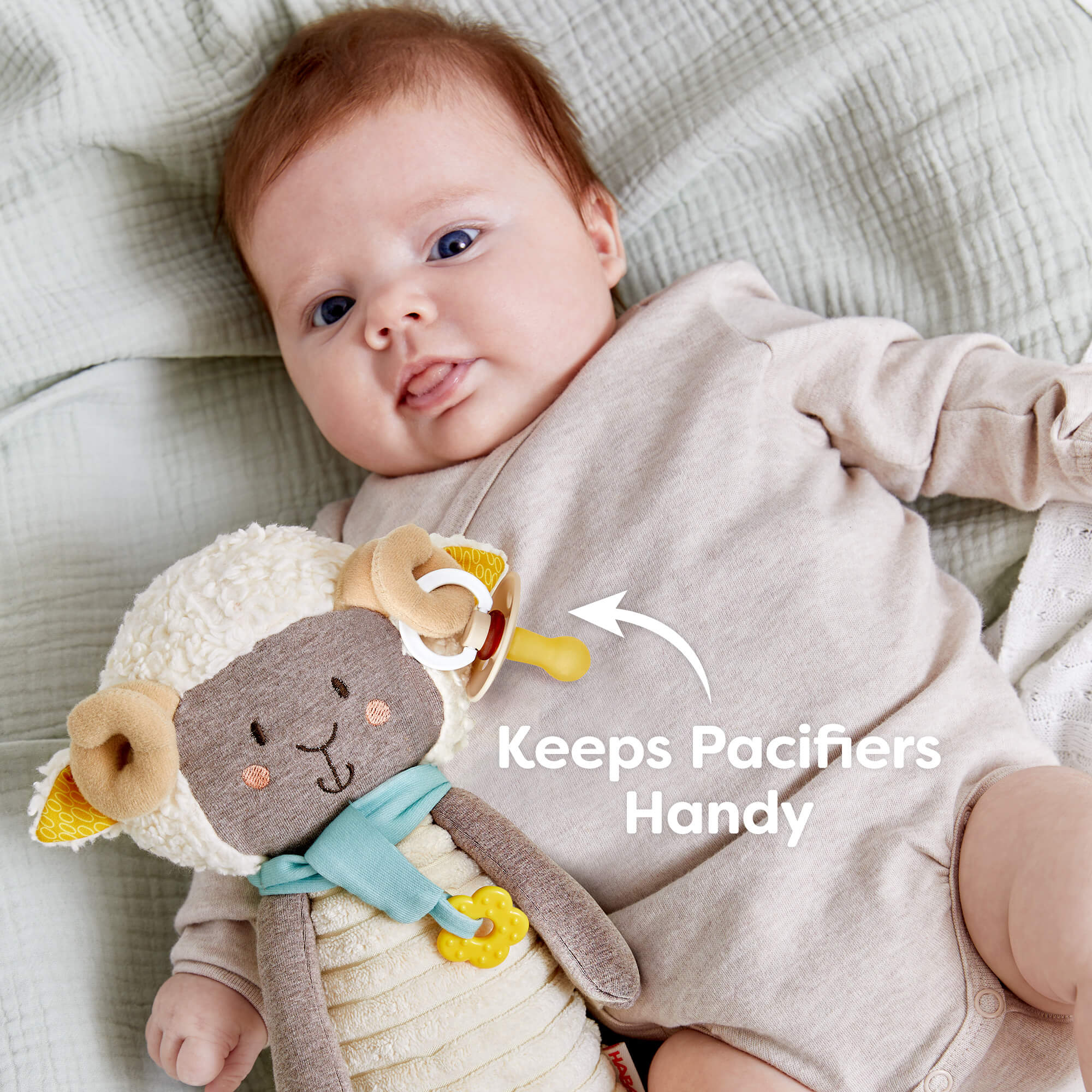 Woolbert the Ram Cuddly Pacifier Holder with Teether Scarf
