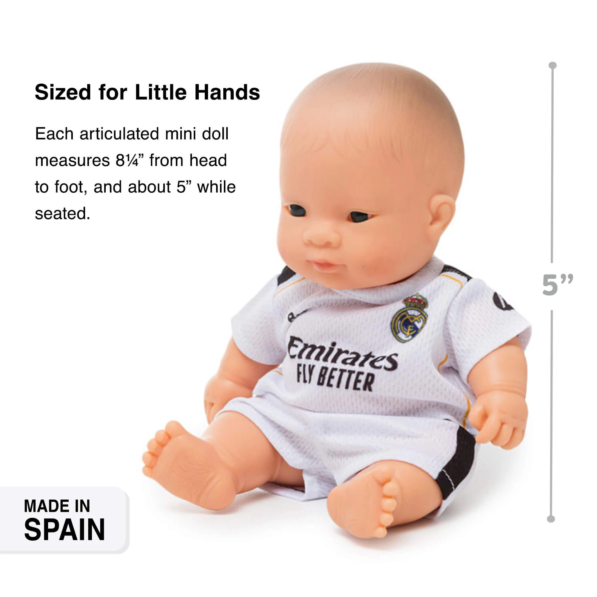 Miniland Real Madrid Asian Girl Doll in Official Home Kit