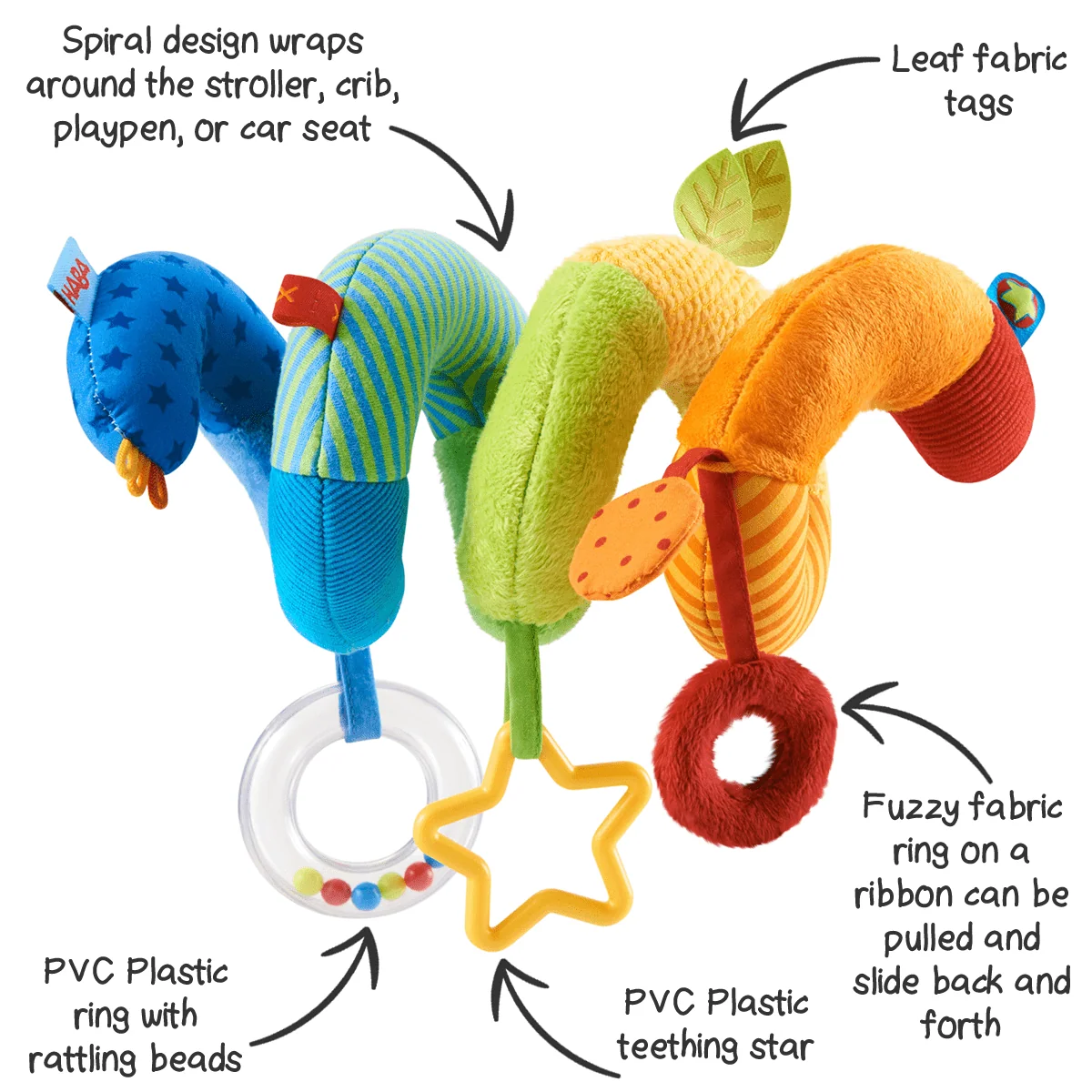 Rainbow Activity Spiral Stroller and Car Seat Toy for Babies