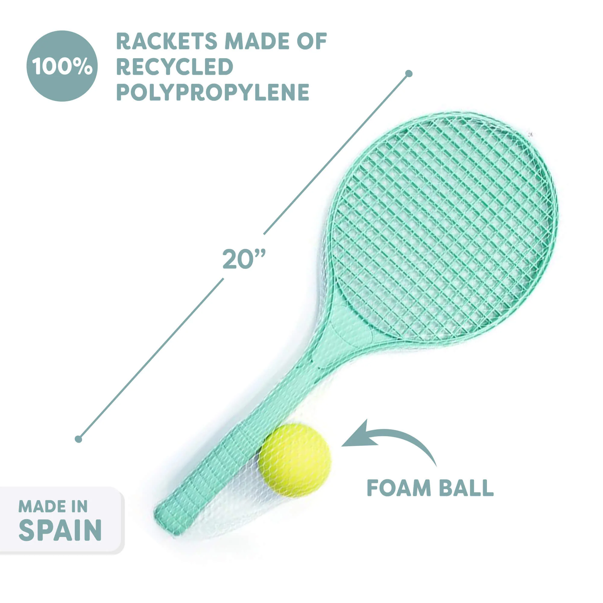 Miniland ECO Racket and Ball Set Made from Recycled Plastic