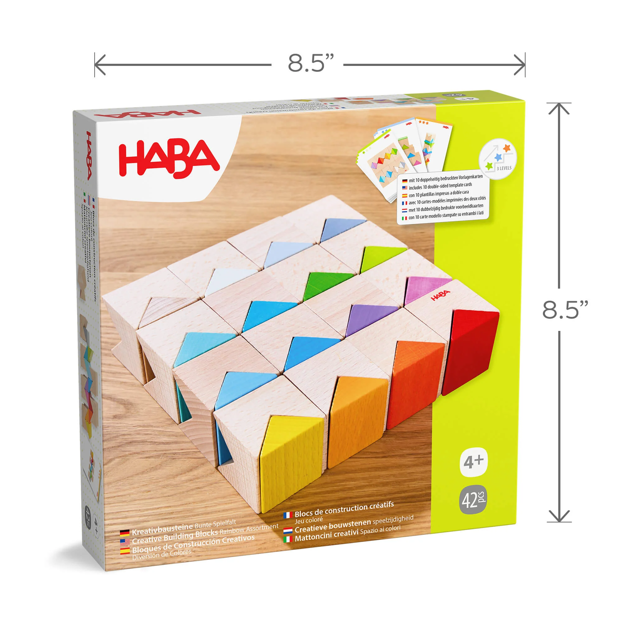 Colorful Triangle Wooden Block Game with 32 Blocks and Pattern Cards