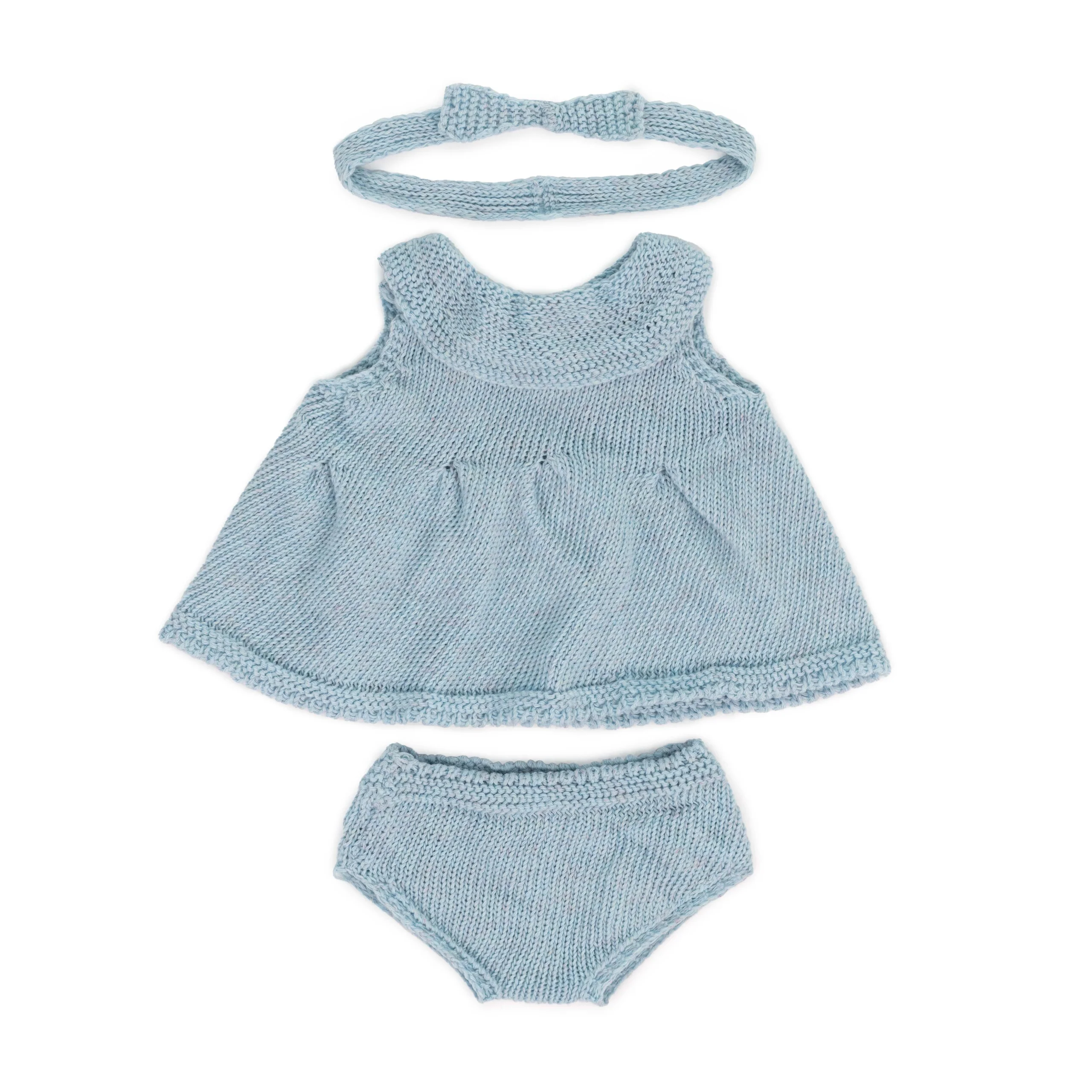 Miniland Blue Knit Dress & Headband Set for 15" Dolls