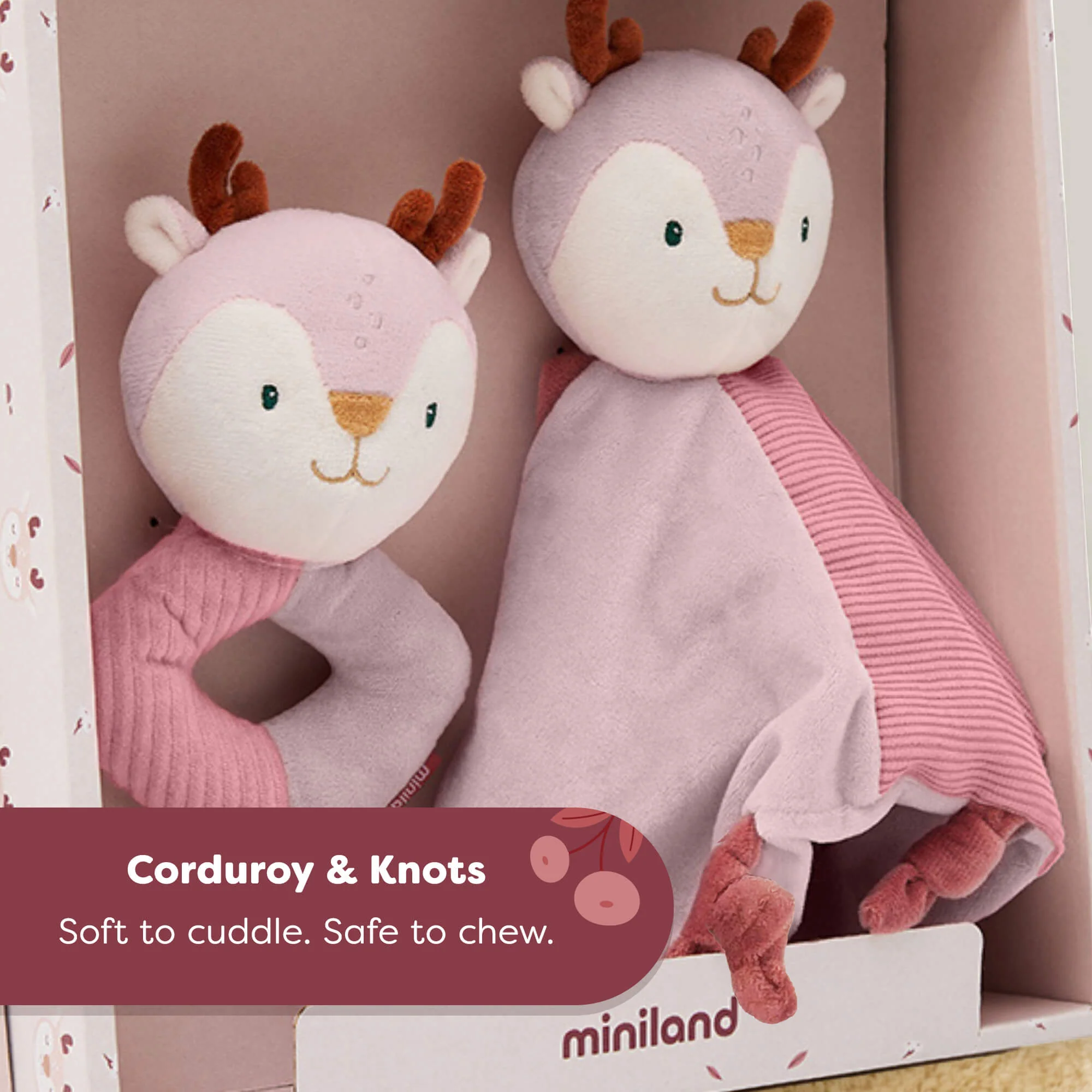Miniland Baby Gift Set Baby Deer Plush with Matching Rattle