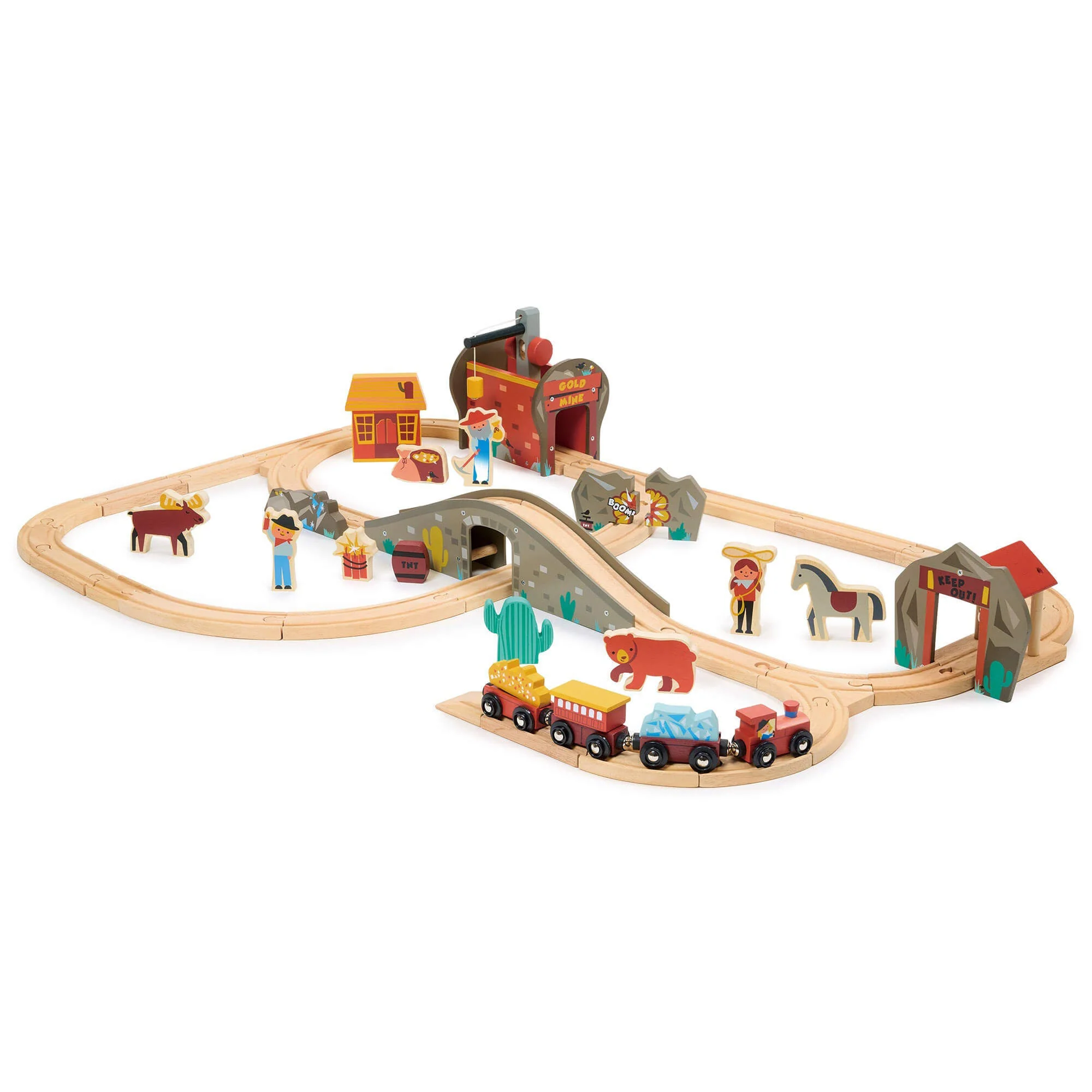 Mentari Gold Mine Wooden Train Track Set for Adventure Play
