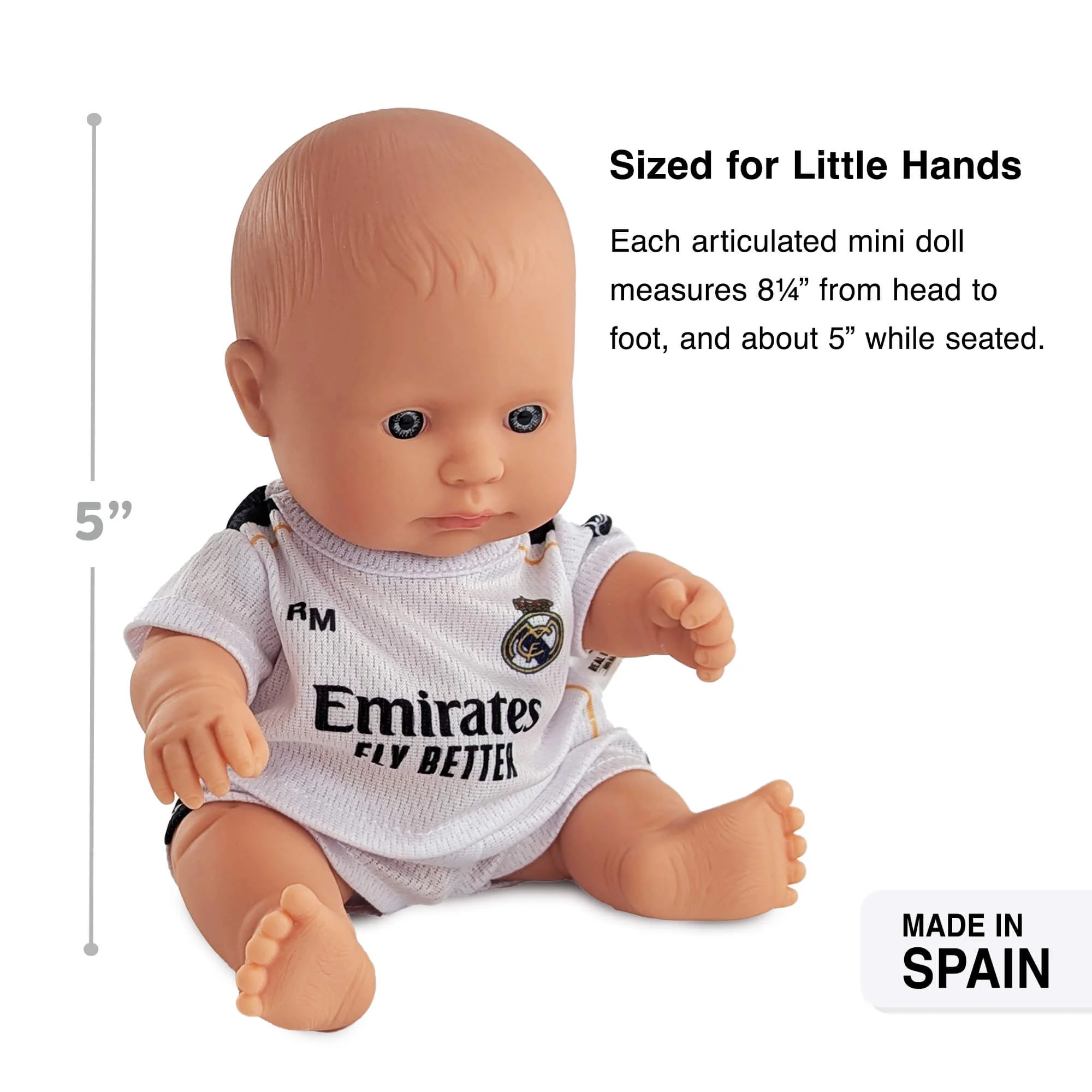 Miniland Real Madrid Baby Doll in Official Home Kit