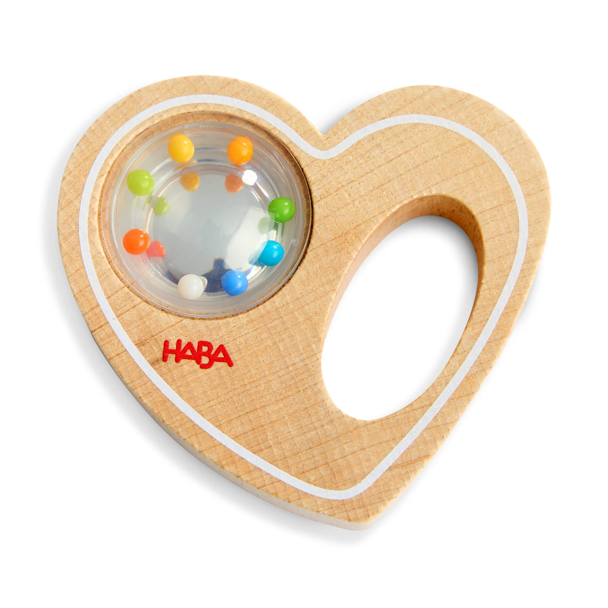 Wooden Heart Rattle and Grasping Toy for Babies