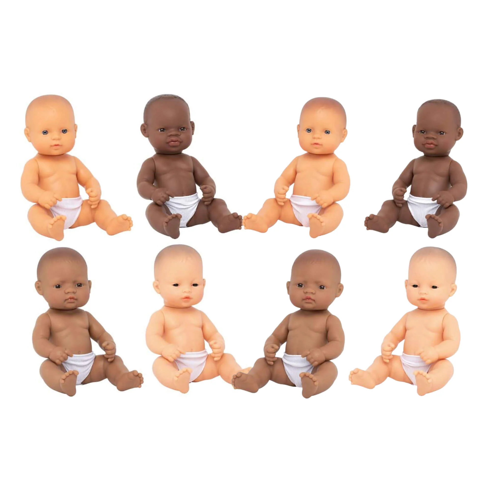 Miniland Realistic Baby Doll Bundle with 8 Diverse Girl and Boy Dolls
