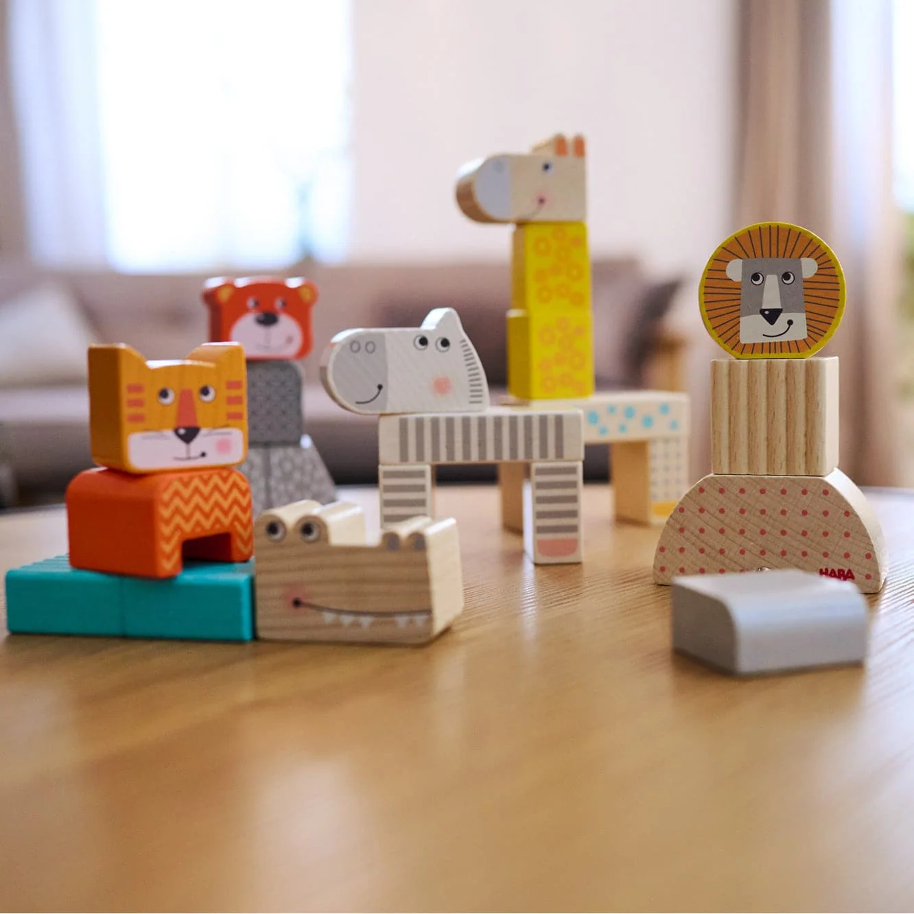 Animal Parade Blocks: 25 Beech Wood Building Blocks for Kids