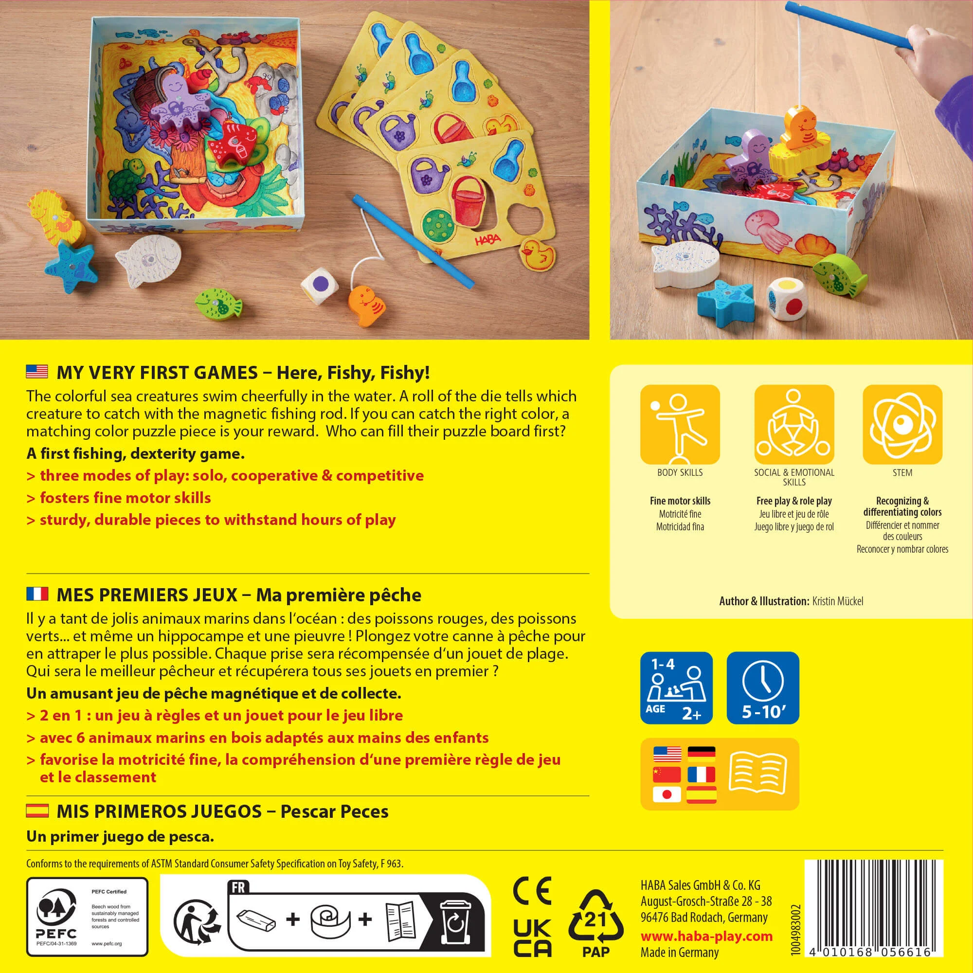 HABA My Very First Games Here, Fishy, Fishy! Magnetic Fishing Game for Toddlers