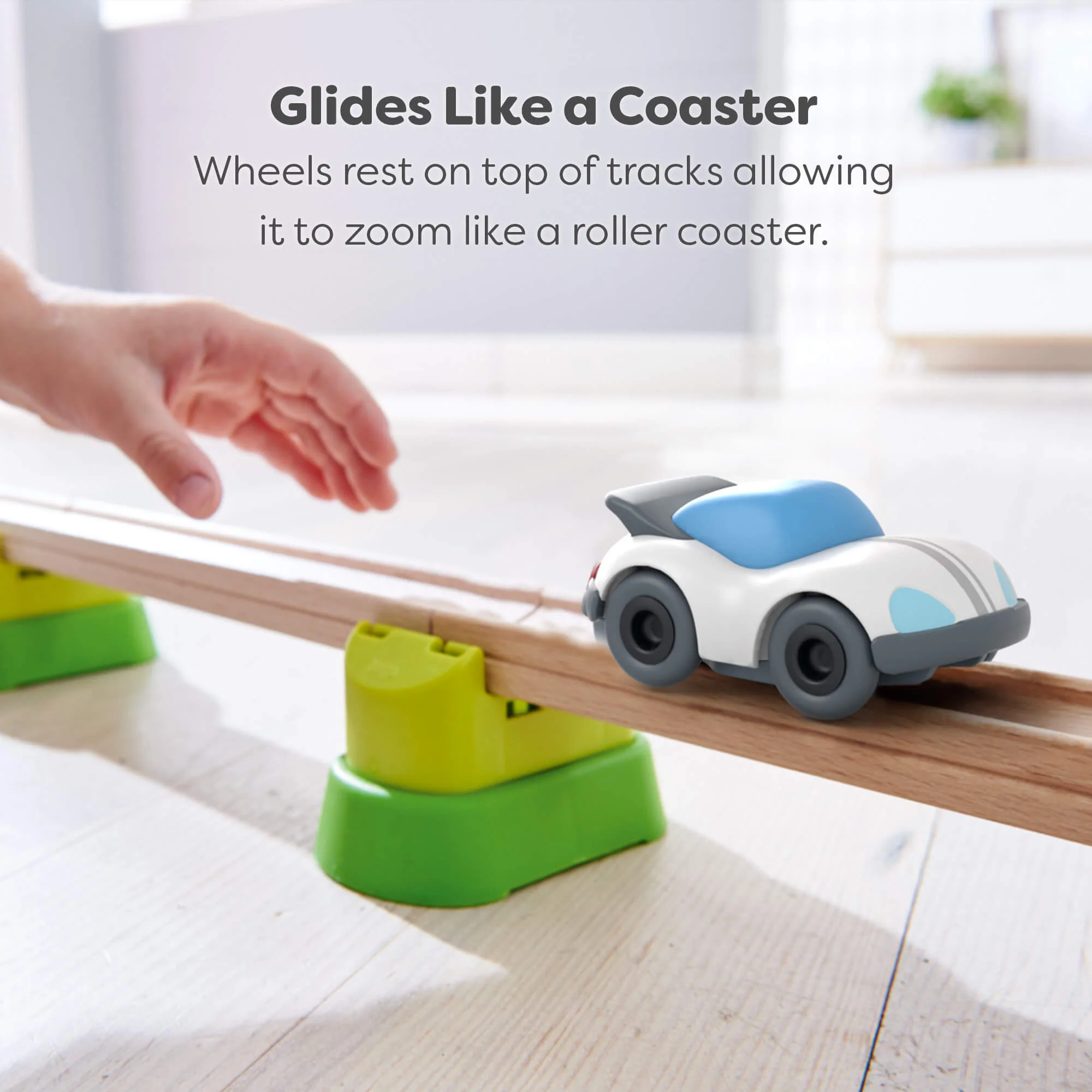 HABA Cars 白色 Speedster 赛车，带惯性马达