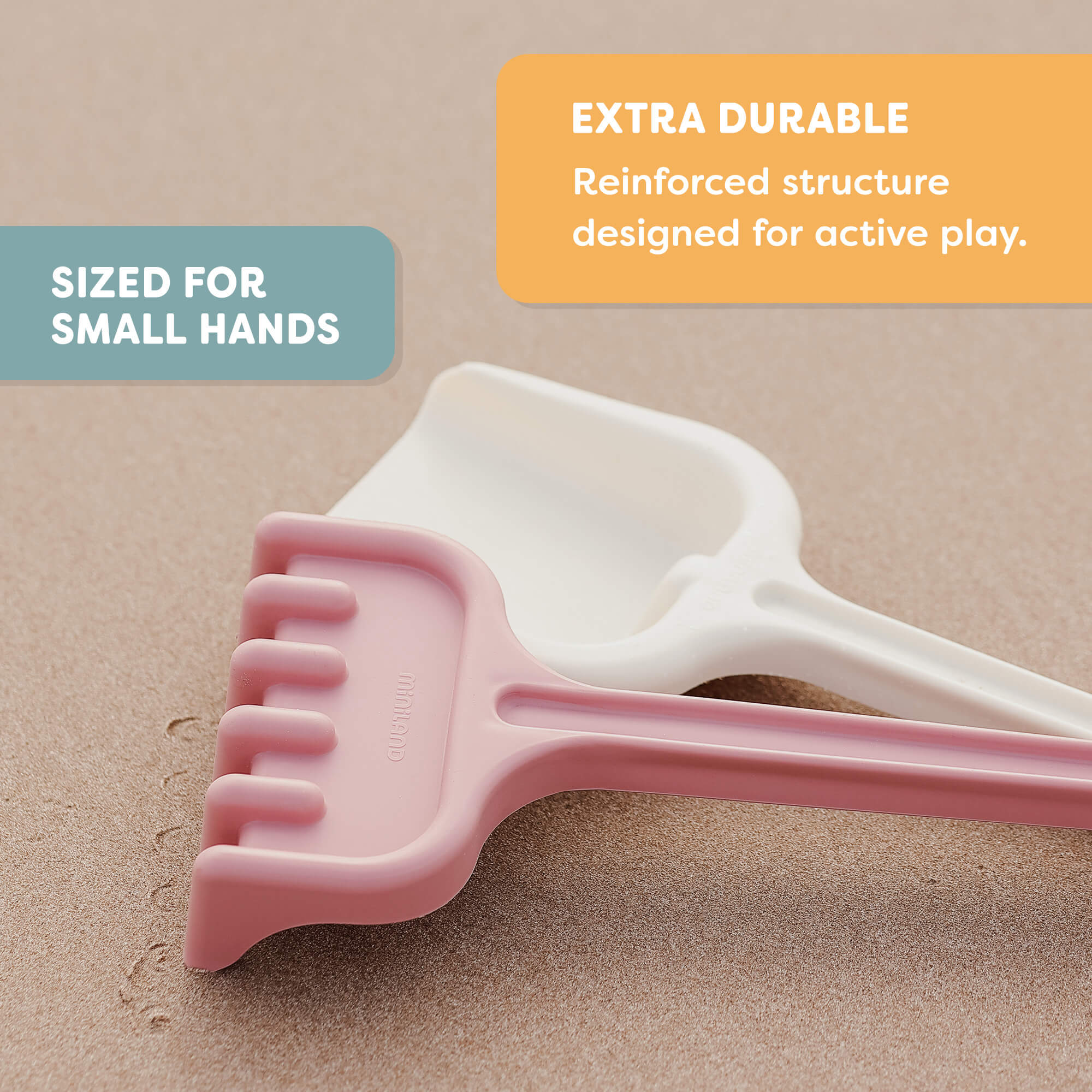 Miniland ECO Large Spade and Rake Set for Beach, Garden and Snow