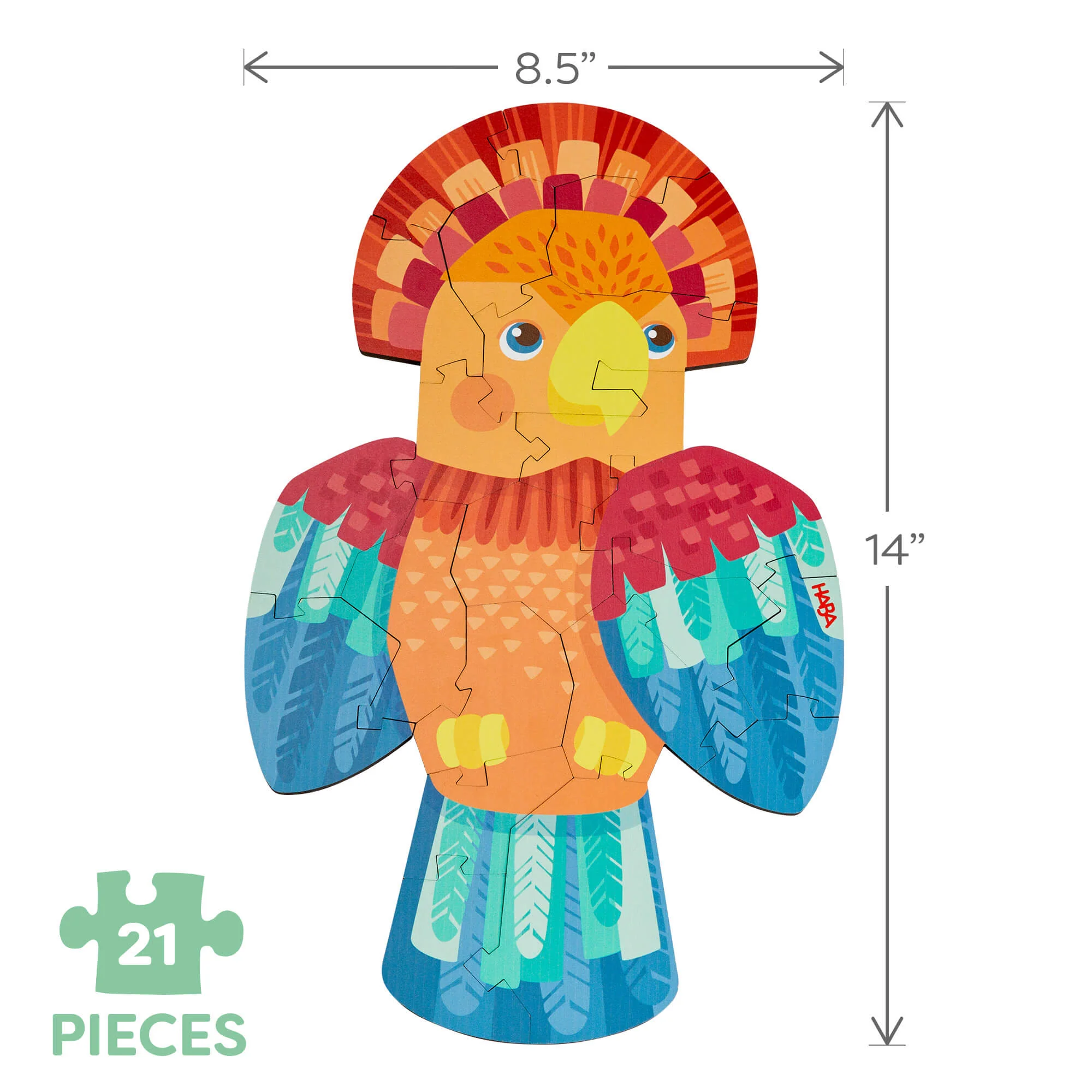 Parrot 2-in-1 Wooden Puzzle with 21 Double-Sided Pieces