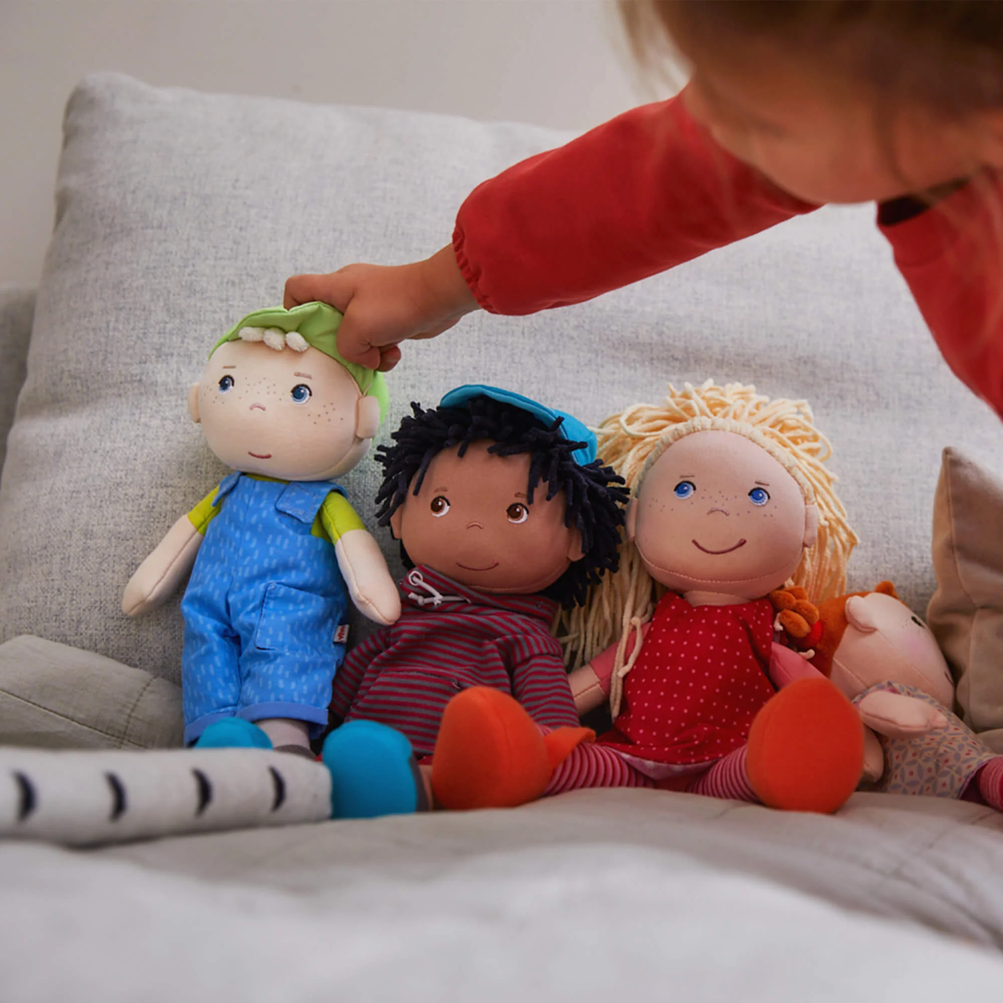 Snug Up Doll Till Soft Boy Doll in Blue Overalls for Toddlers