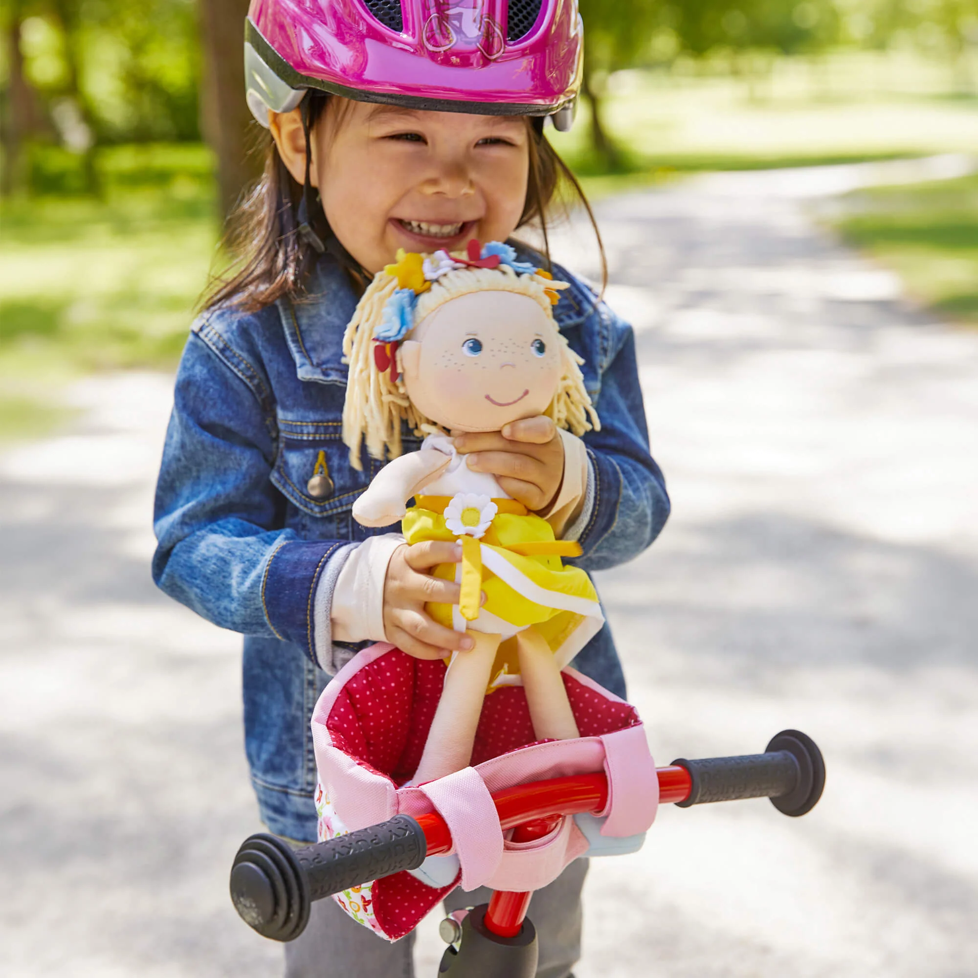 HABA Flower Meadow Doll Bike Seat with Hook and Loop Straps for Dolls