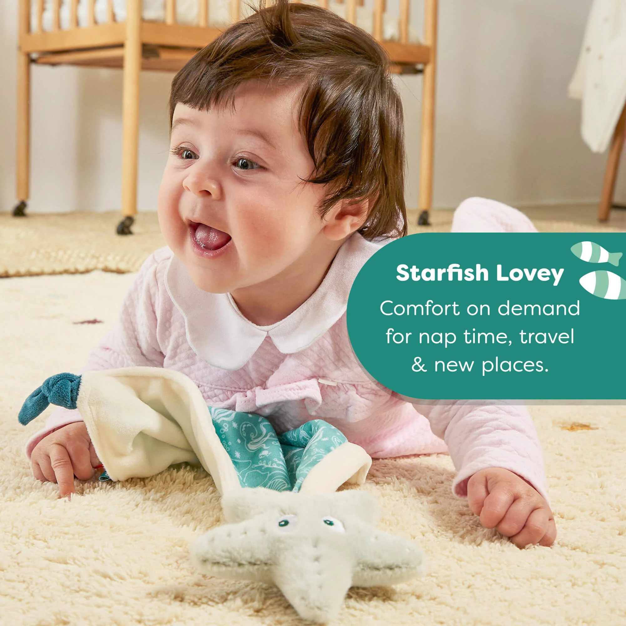 Miniland Ocean Baby Gift Set with Whale Rattle and Starfish Lovey