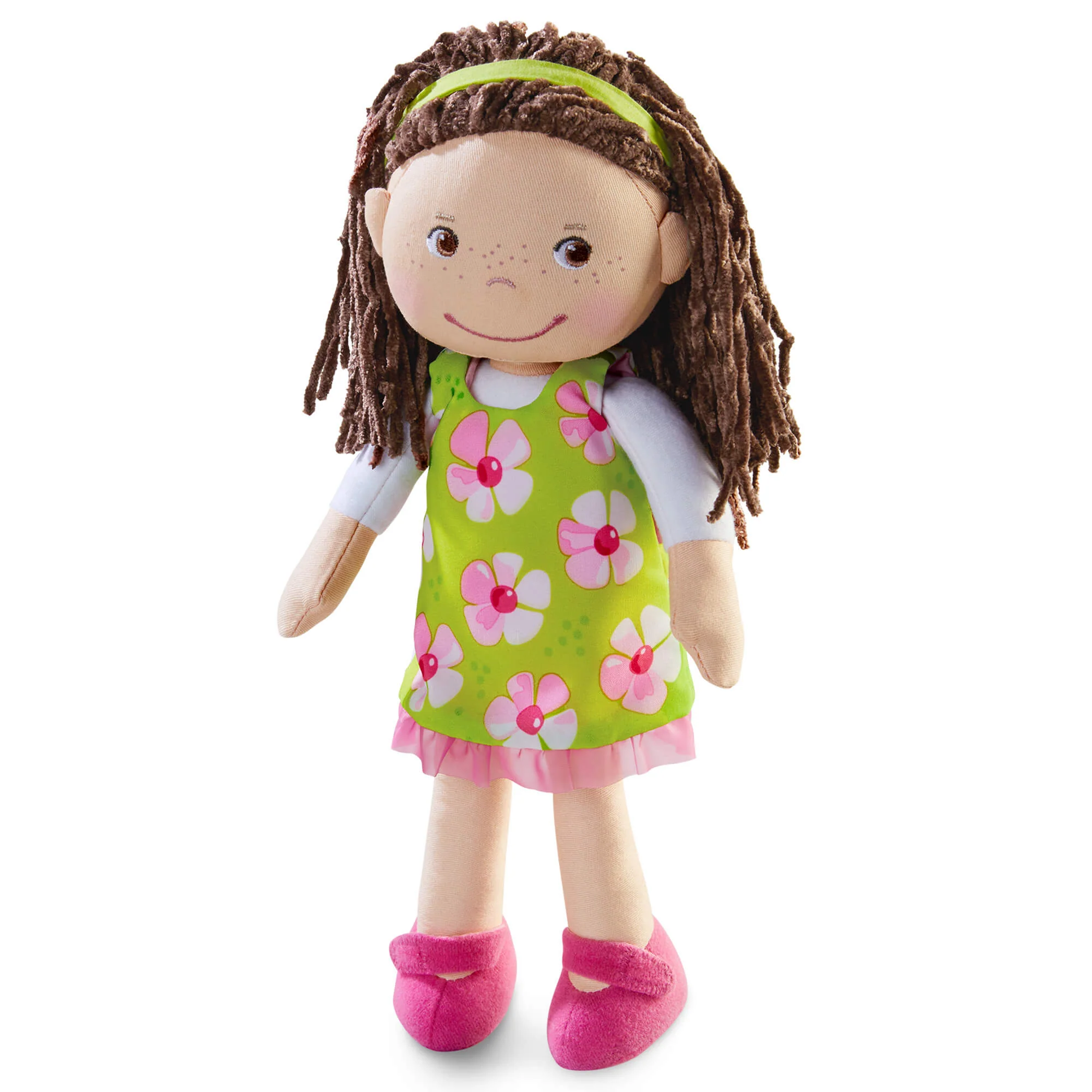 Coco 12" Soft Doll with Green Floral Dress from HABA