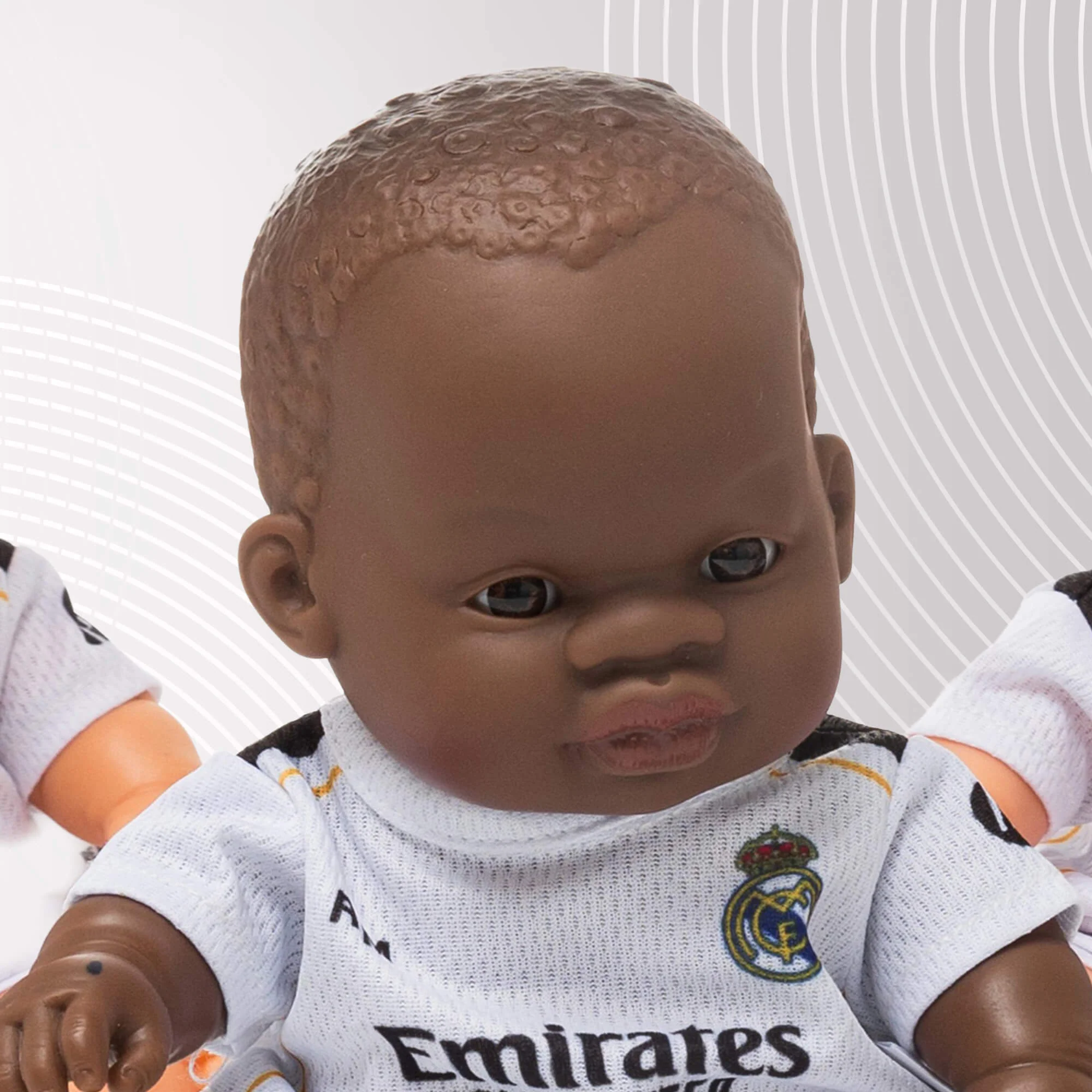 Miniland Real Madrid African Girl Baby Doll, 8.25-Inch Soccer Doll