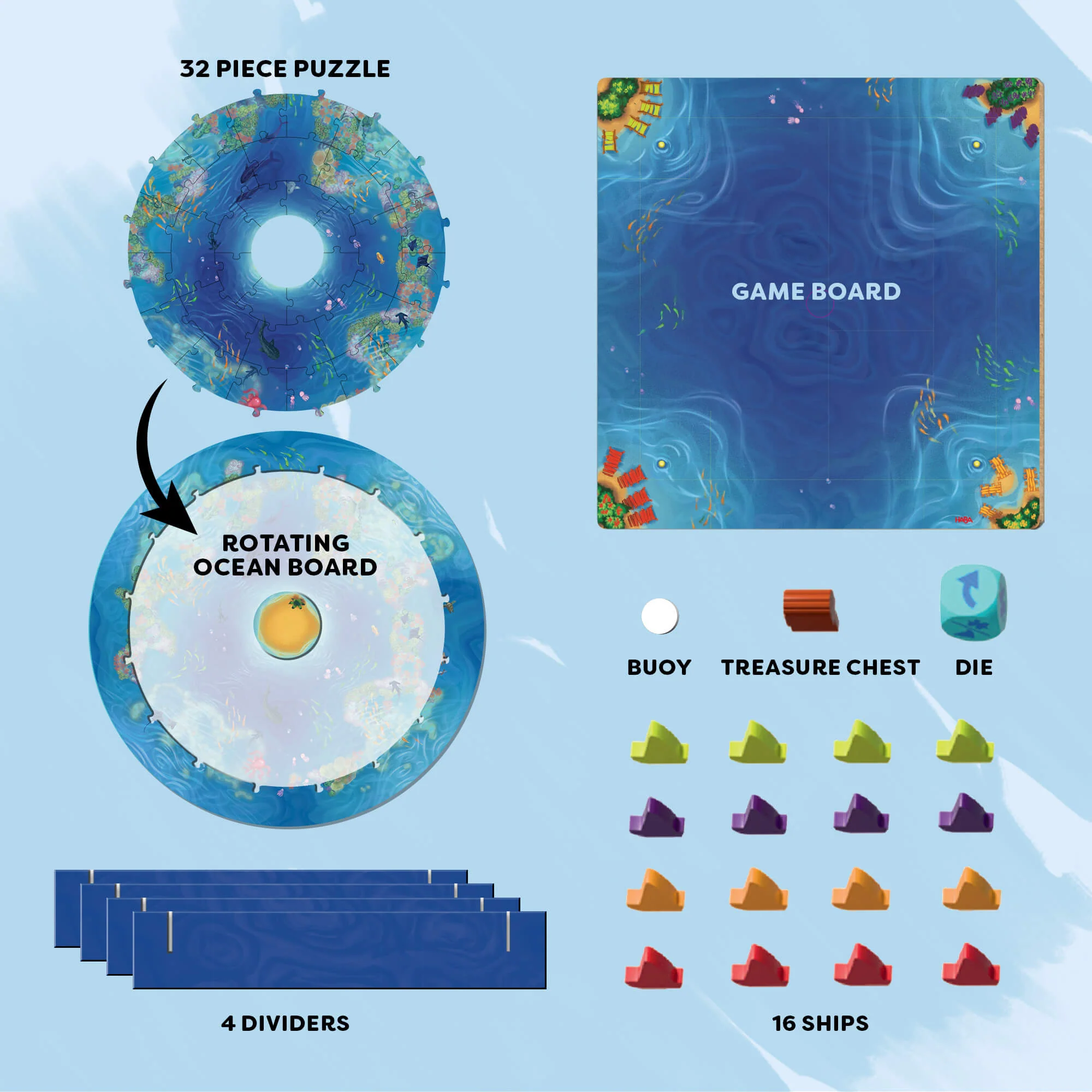 游戏与拼图结合 – Ocean Twist 家庭棋盘游戏