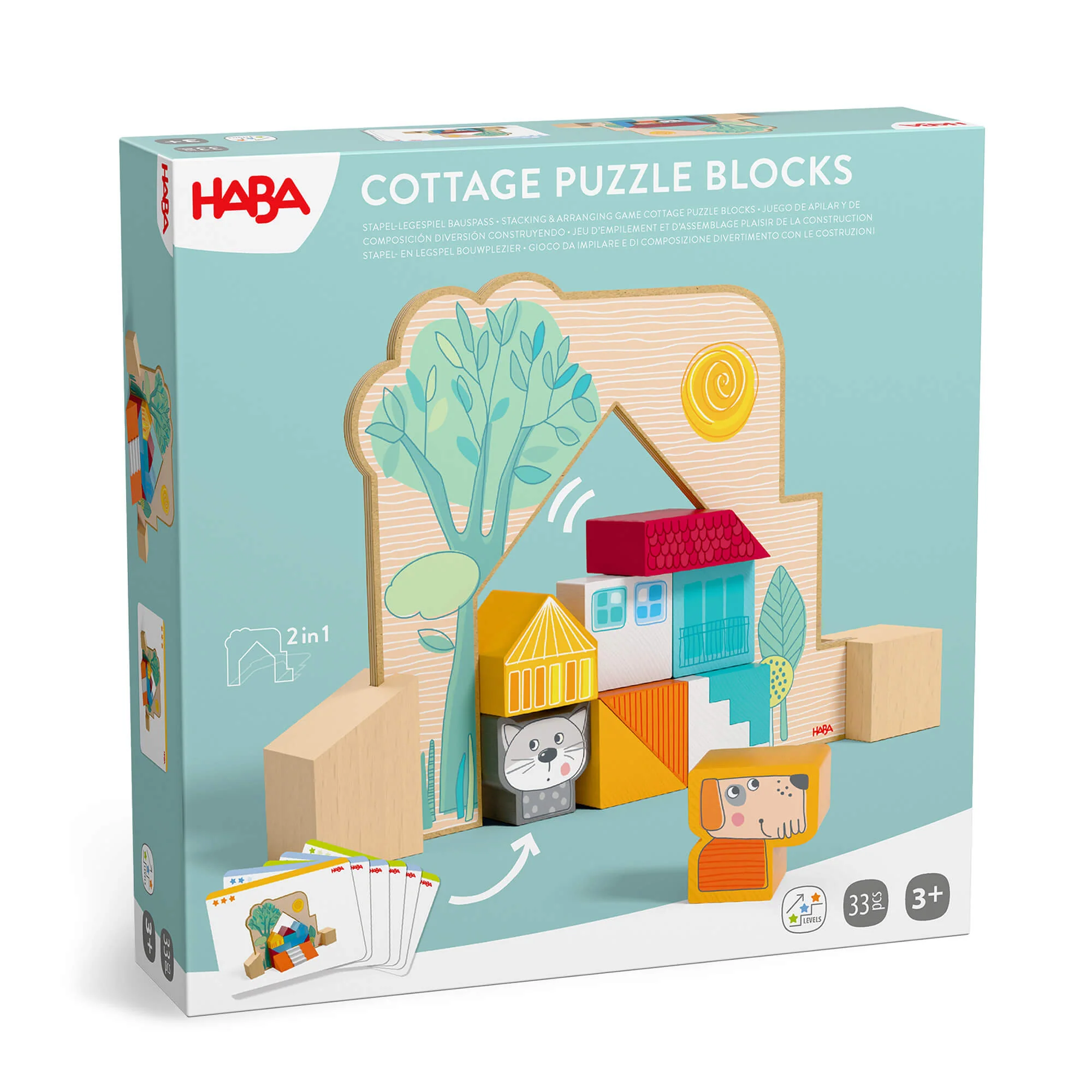 HABA Cottage 拼图积木游戏（含20块木制积木及猫狗）