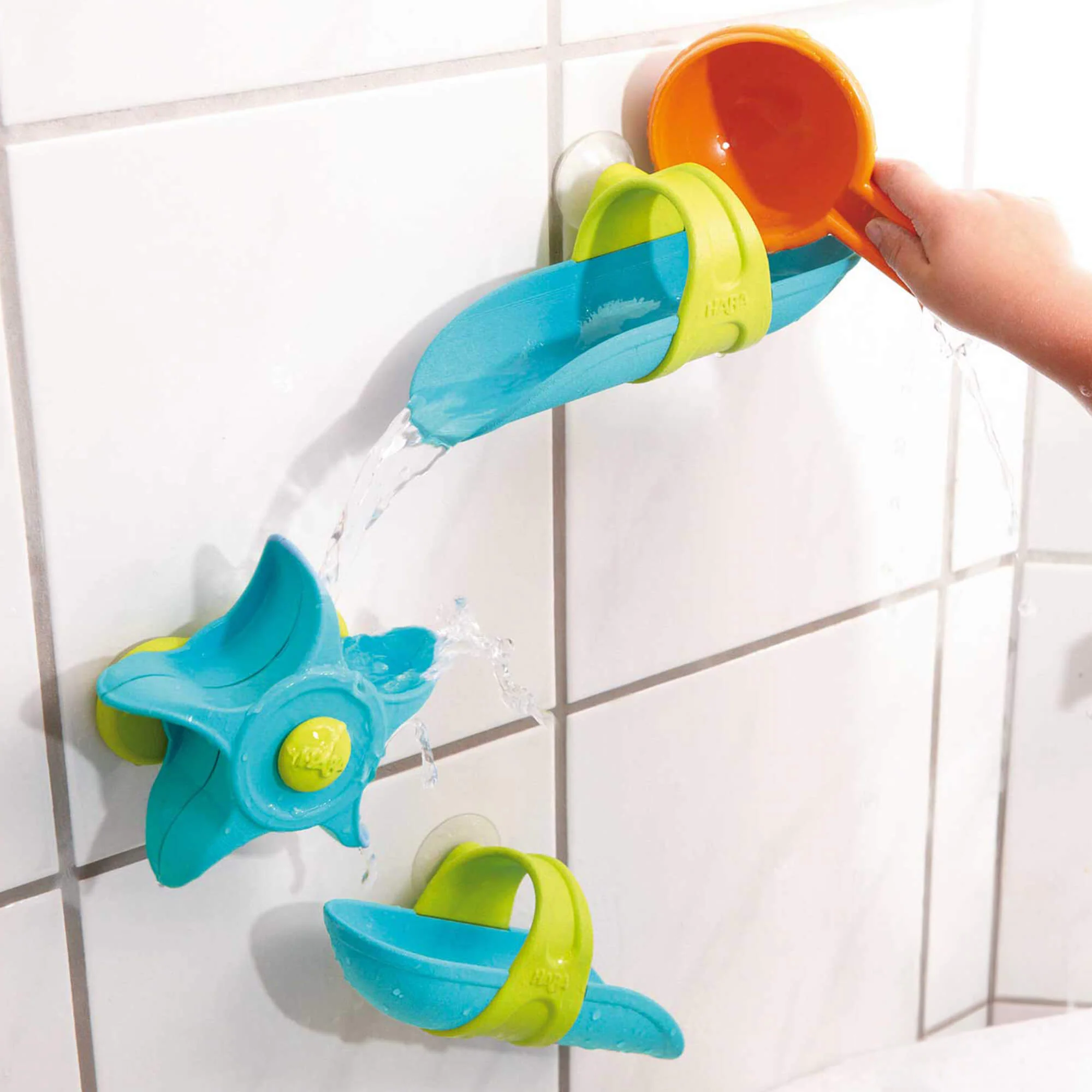 HABA Bathtub Ball Track Set with Paddle Wheel and Ladle