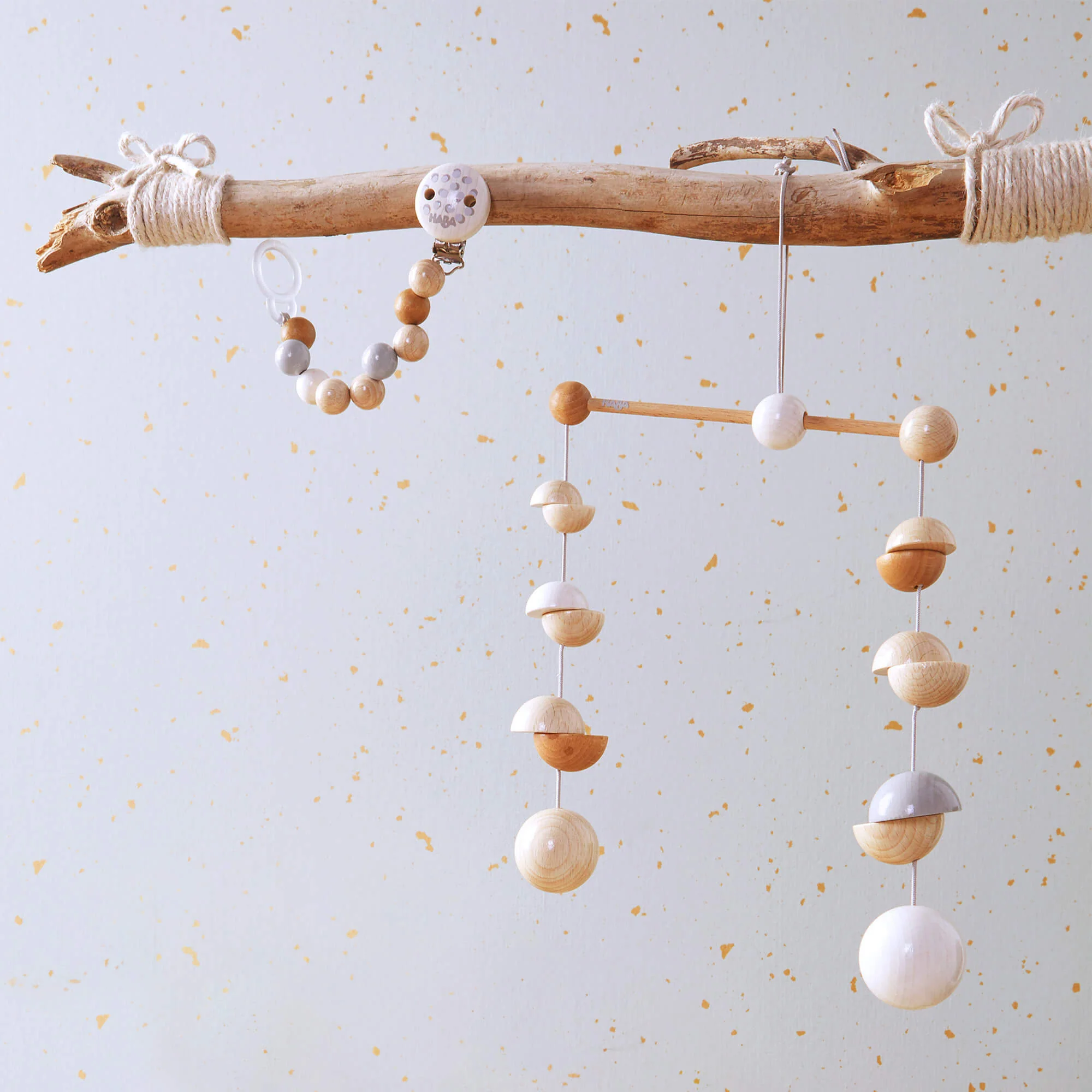 Wooden Mobile Dots Beech Wood Baby Nursery Mobile