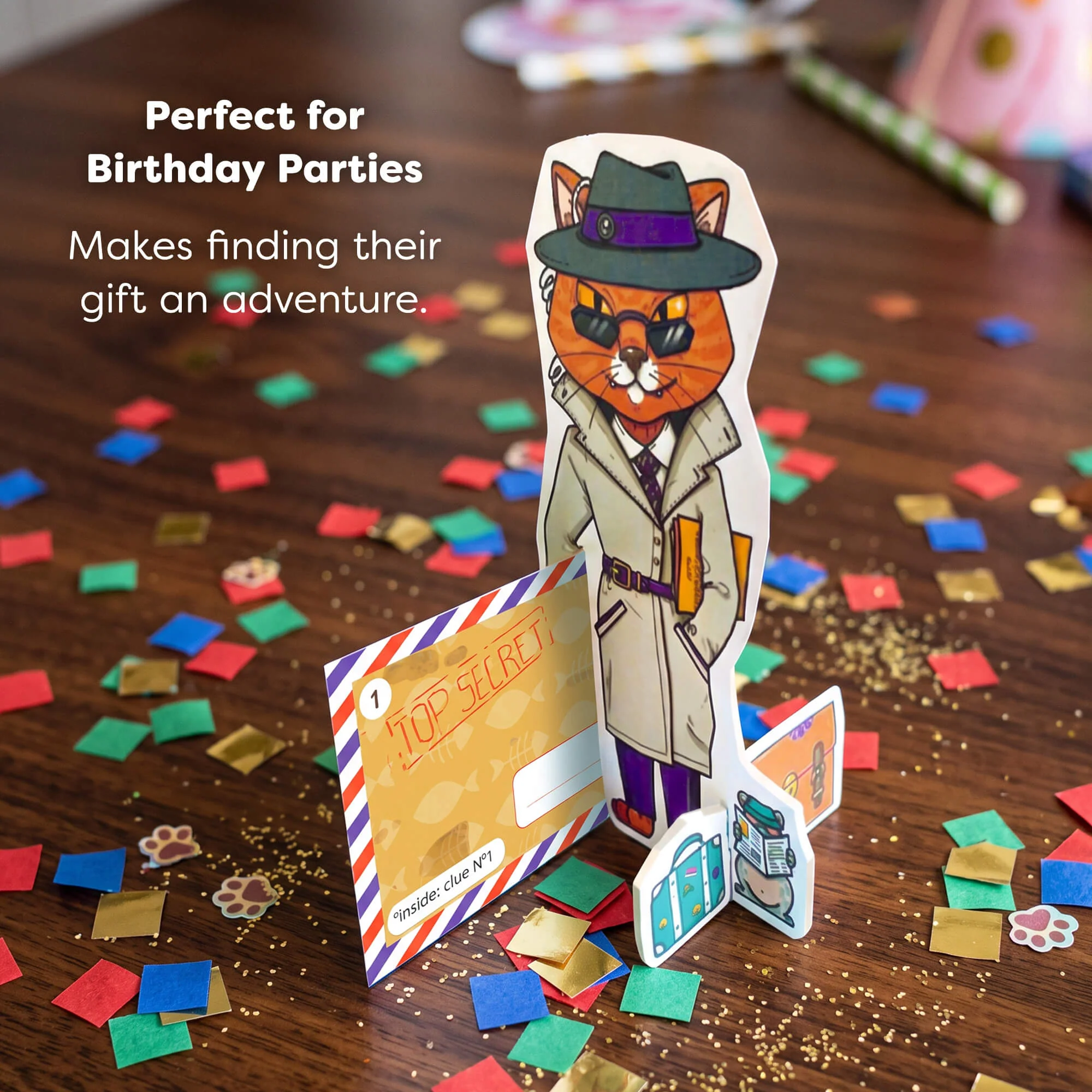 Secret Agent Treasure Hunt Party Game with 7 Clue Envelopes