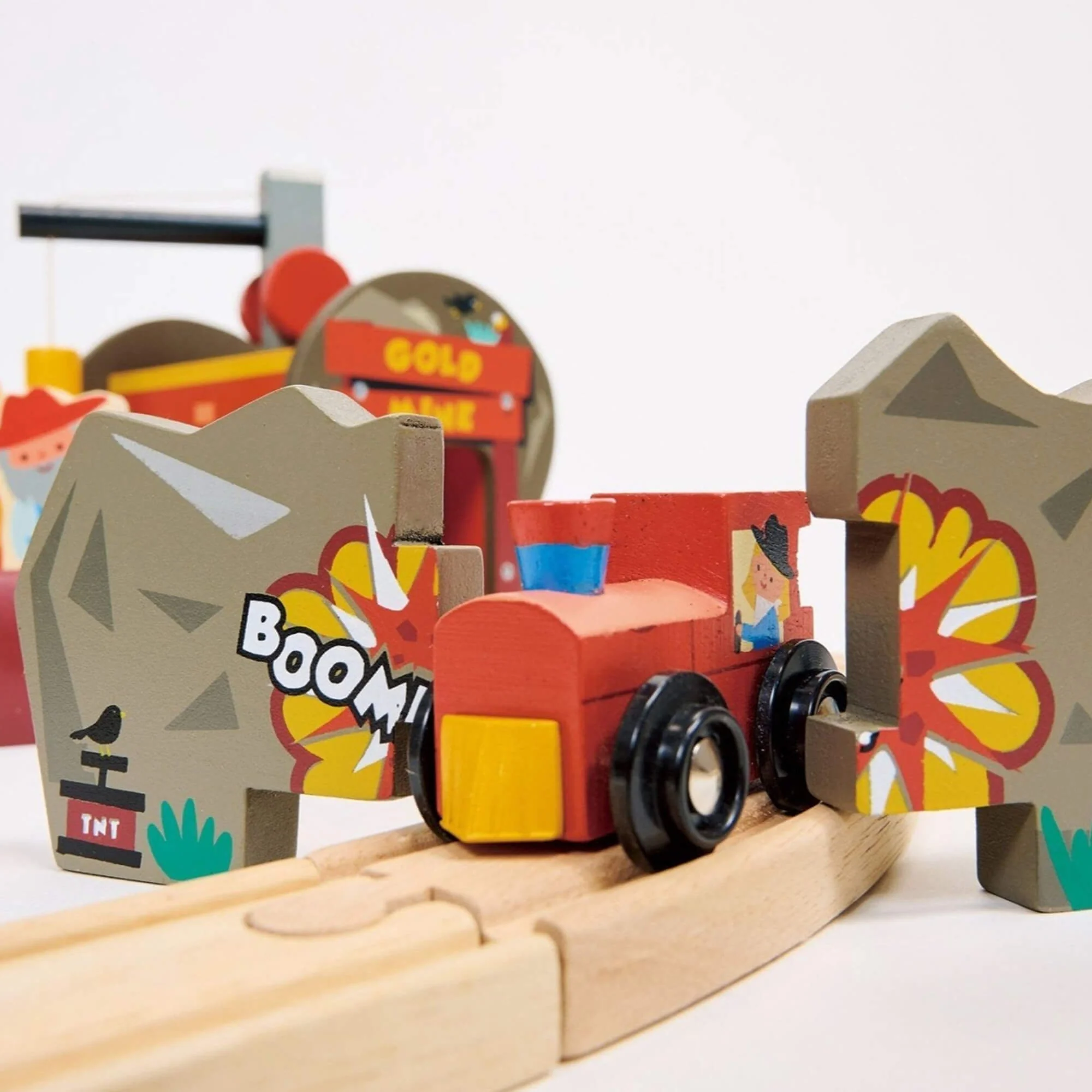 Mentari Gold Mine Wooden Train Track Set for Adventure Play