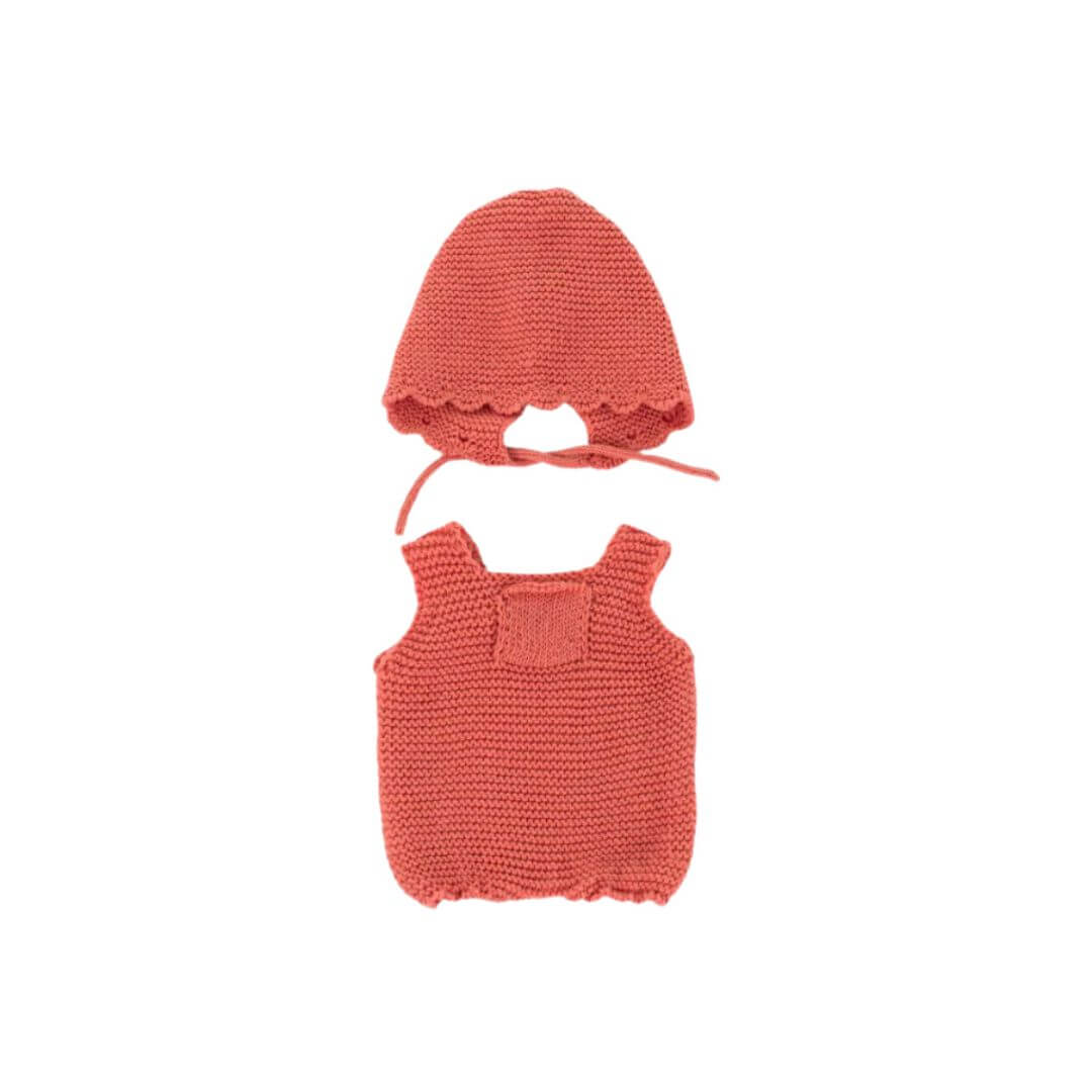 Miniland Red Romper & Bonnet Set for 12" Dolls