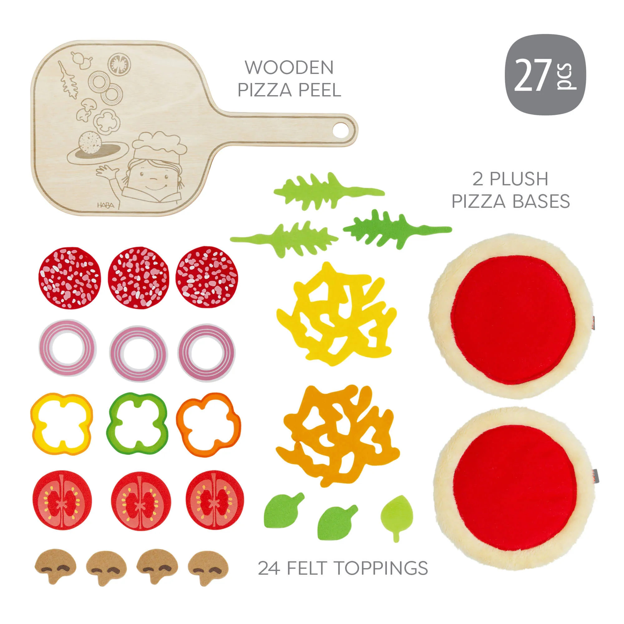 Creative Play Pizza Party 木制披萨铲玩具食物套装