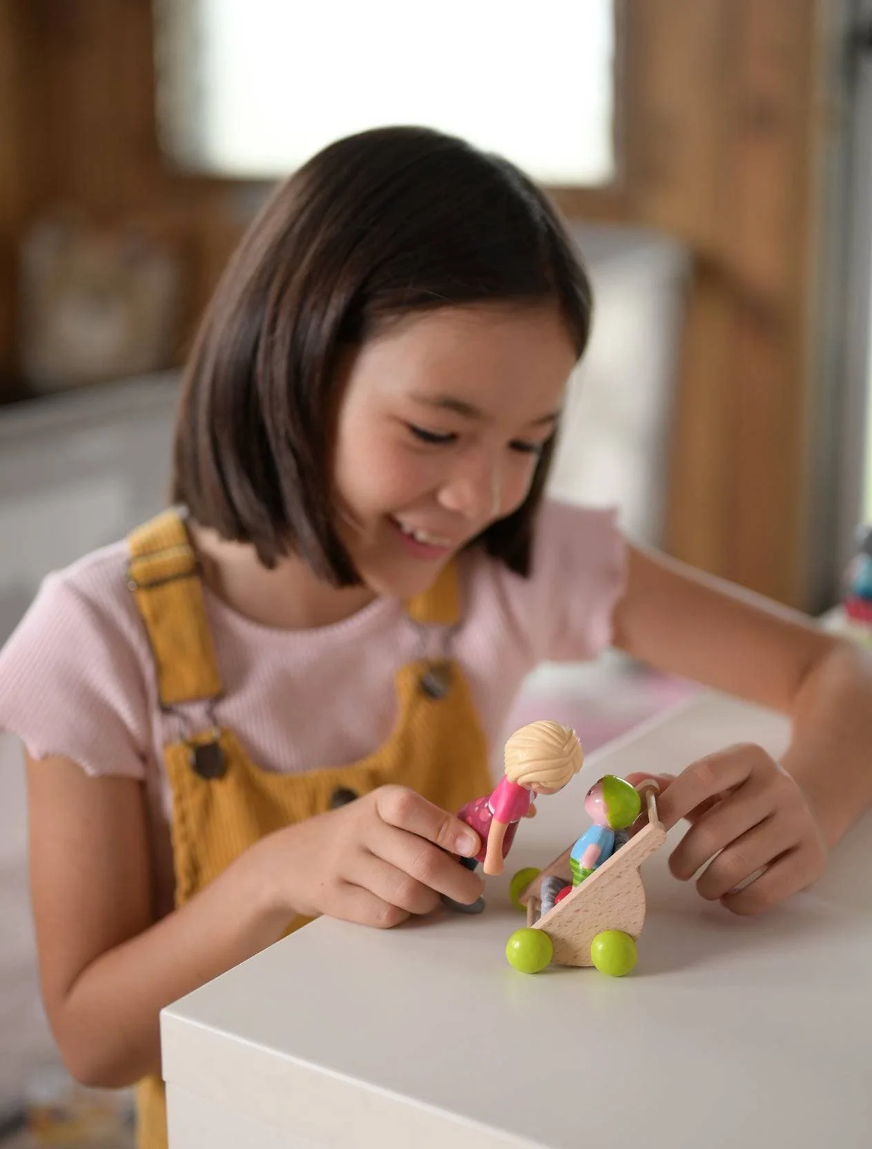 Little Friends Mama Melanie and Baby Kilian Dolls with Wooden Stroller