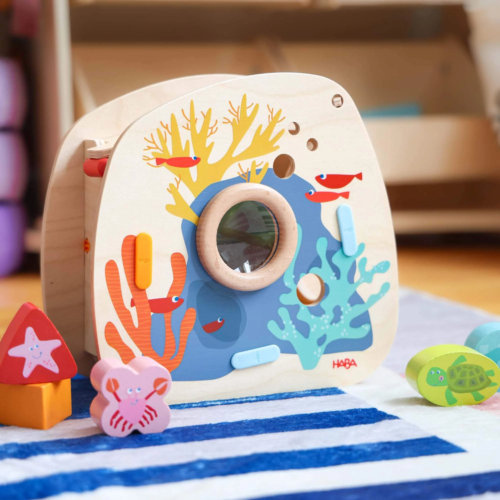 Underwater World Wooden Shape Sorter with Five Sea Creature Blocks