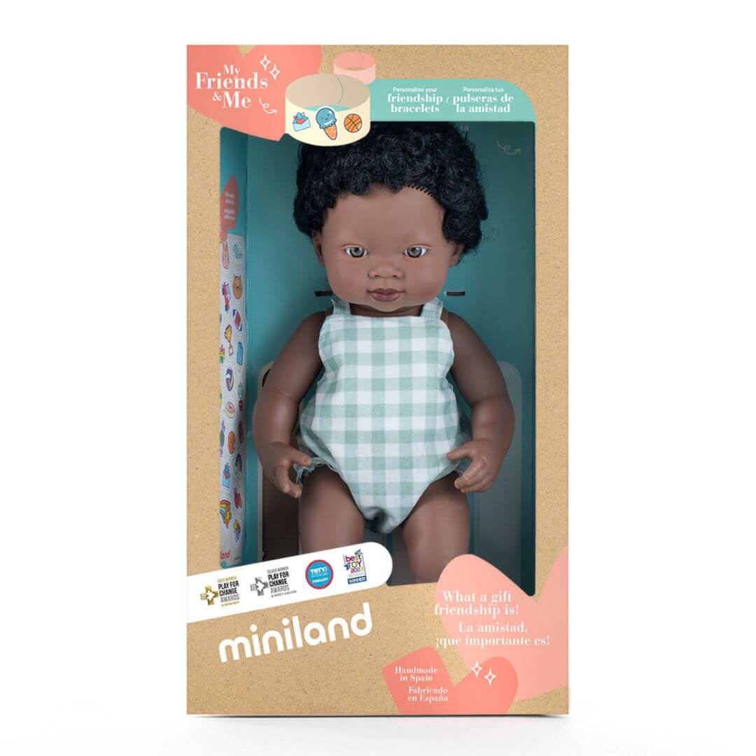 Miniland My Friends & Me 15" Black Boy Doll for Empathy Play