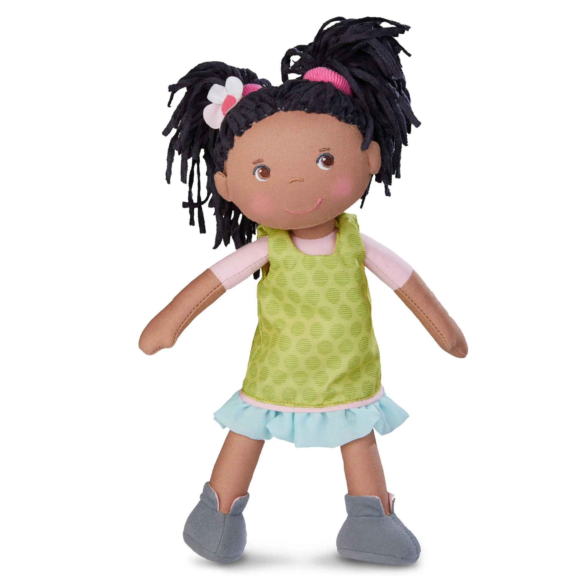 Cari 12" Soft Doll with Chenille Pigtails and Green Dress