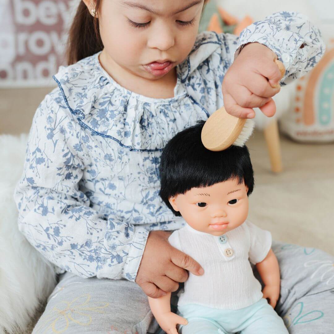 Miniland Wooden Doll Beauty Set with Mirror, Brush and Carry Case
