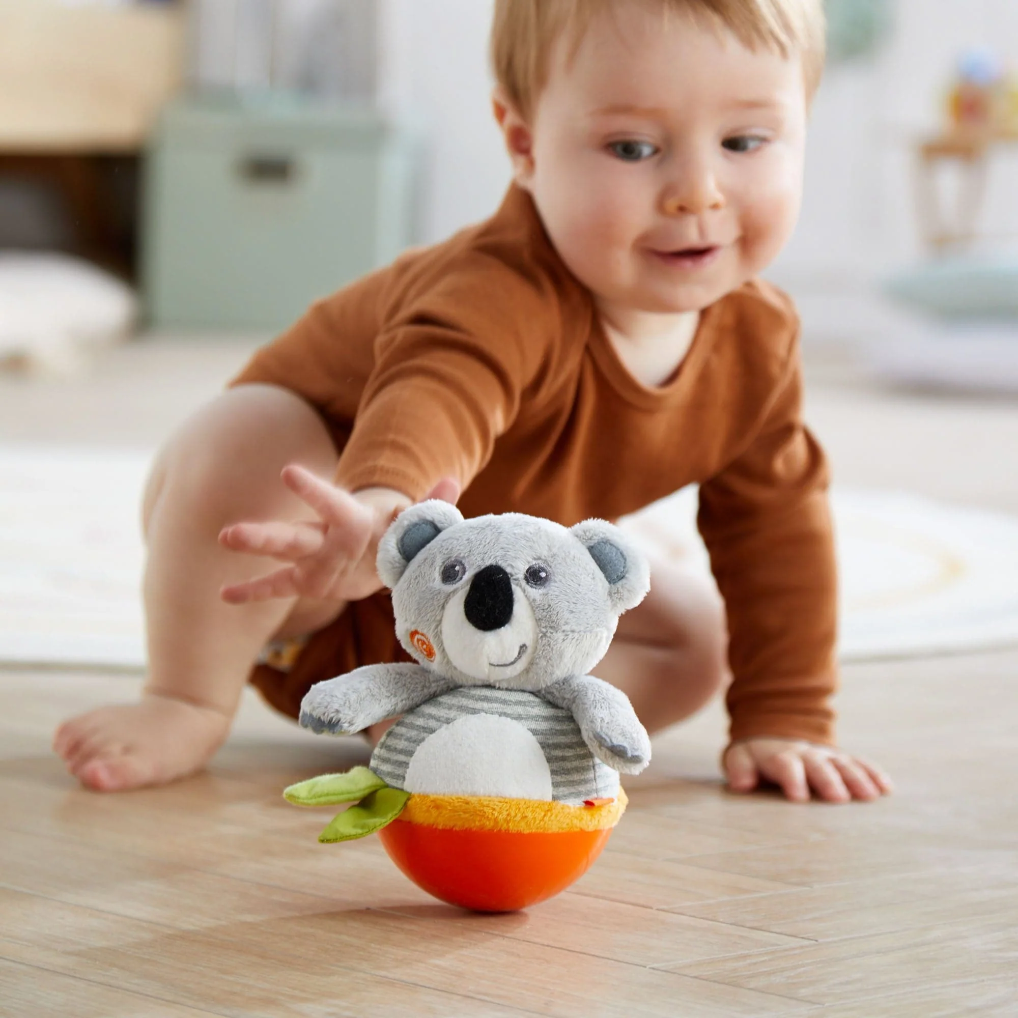 Koala Roly Poly Baby Toy with Jingle Bell for Tummy Time